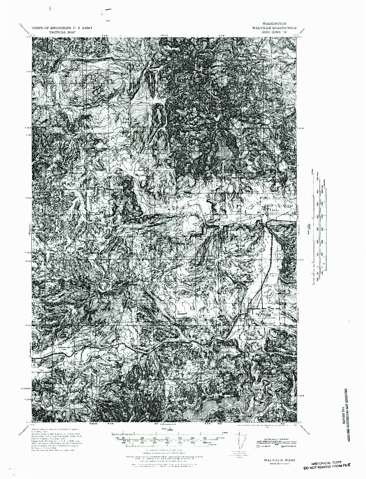 USGS 1:62500-SCALE QUADRANGLE FOR WALVILLE, WA 1941