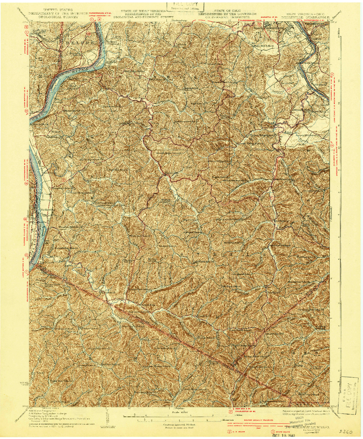 USGS 1:62500-SCALE QUADRANGLE FOR BELLEVILLE, WV 1926