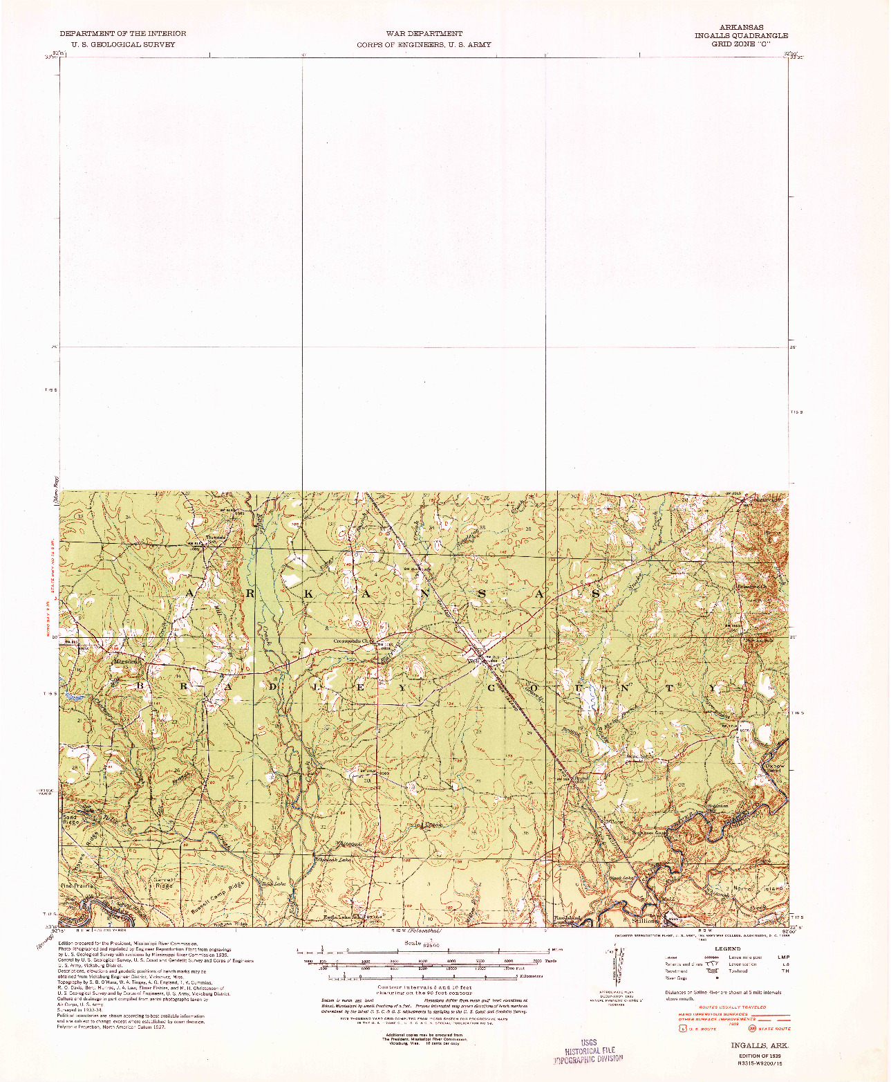 USGS 1:62500-SCALE QUADRANGLE FOR INGALLS, AR 1939