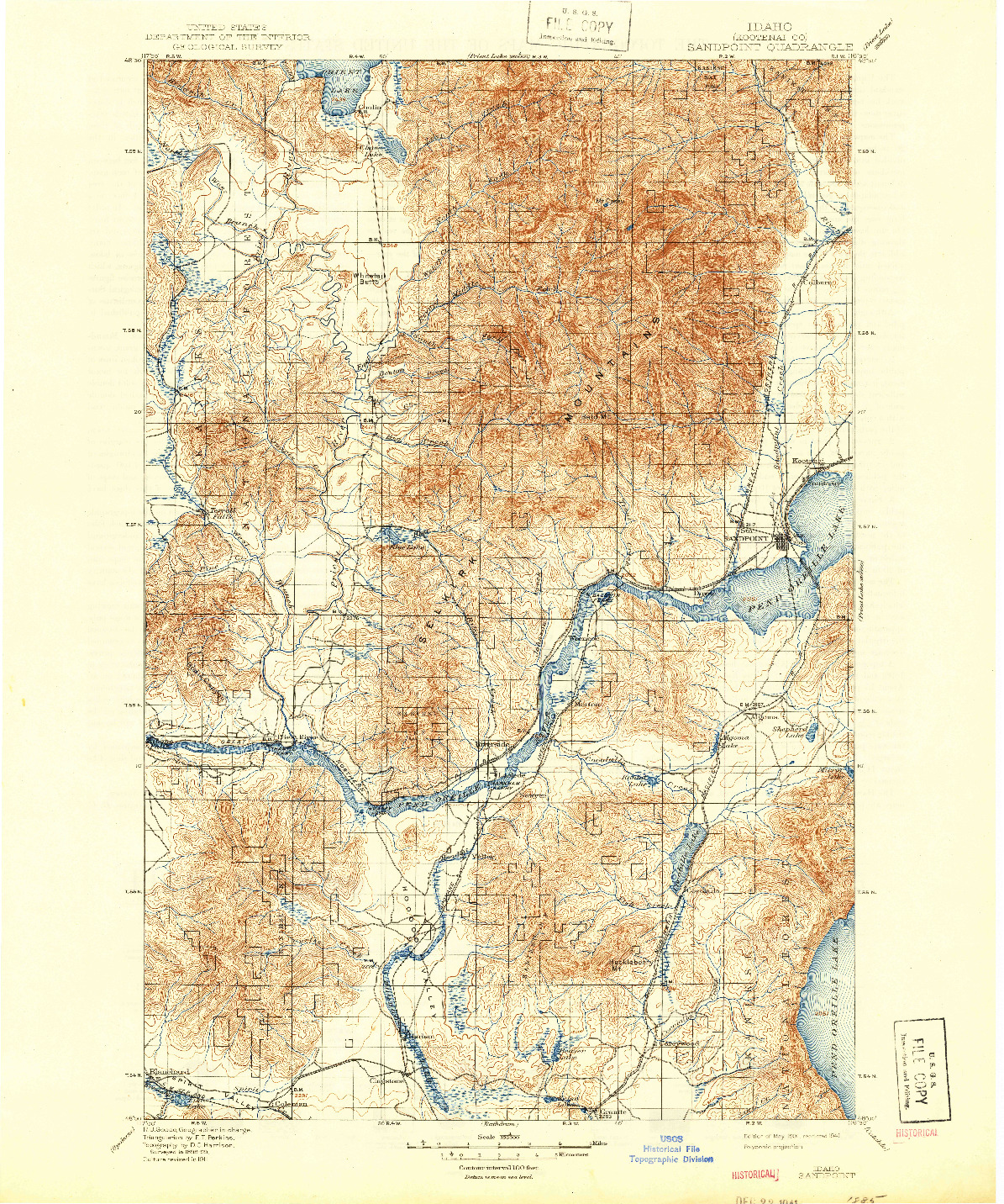 USGS 1:125000-SCALE QUADRANGLE FOR SANDPOINT, ID 1901