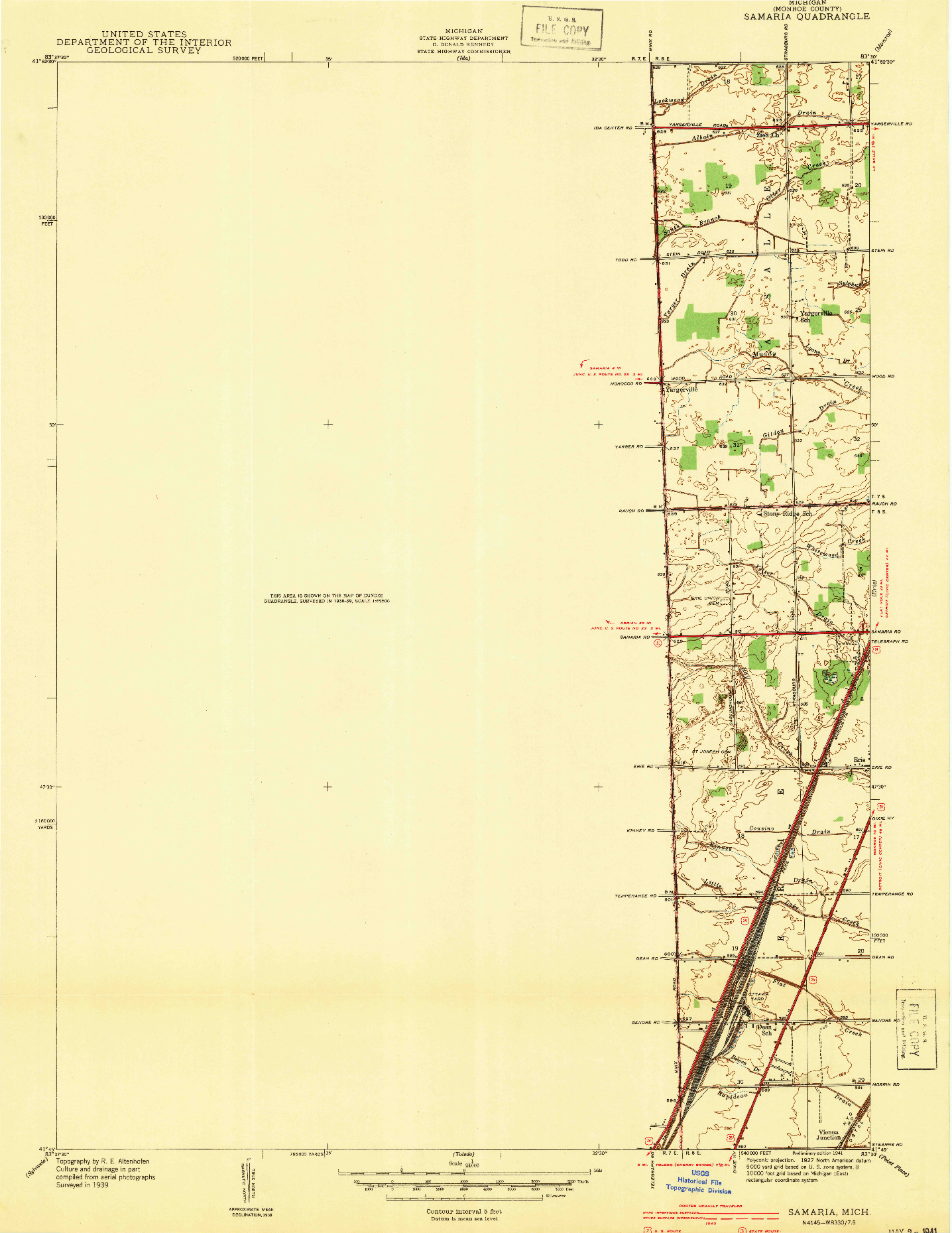USGS 1:24000-SCALE QUADRANGLE FOR SAMARIA, MI 1941