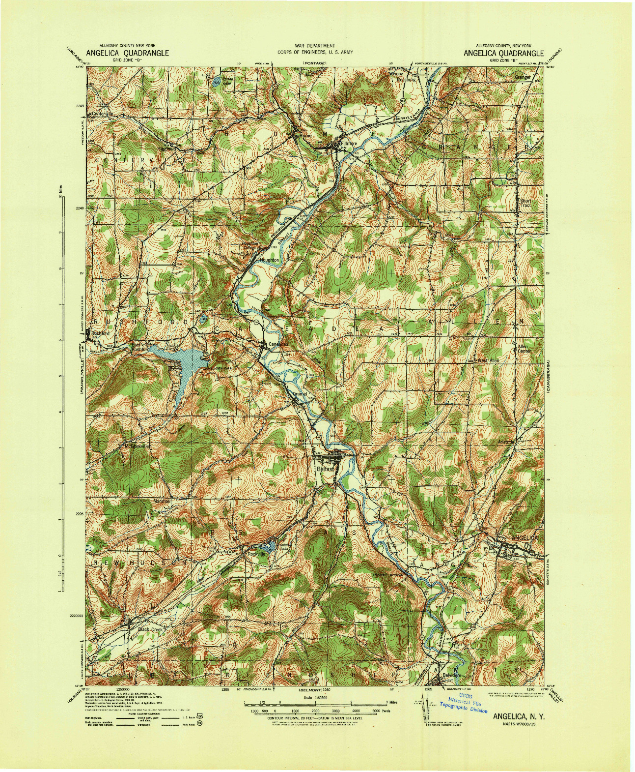USGS 1:62500-SCALE QUADRANGLE FOR ANGELICA, NY 1941