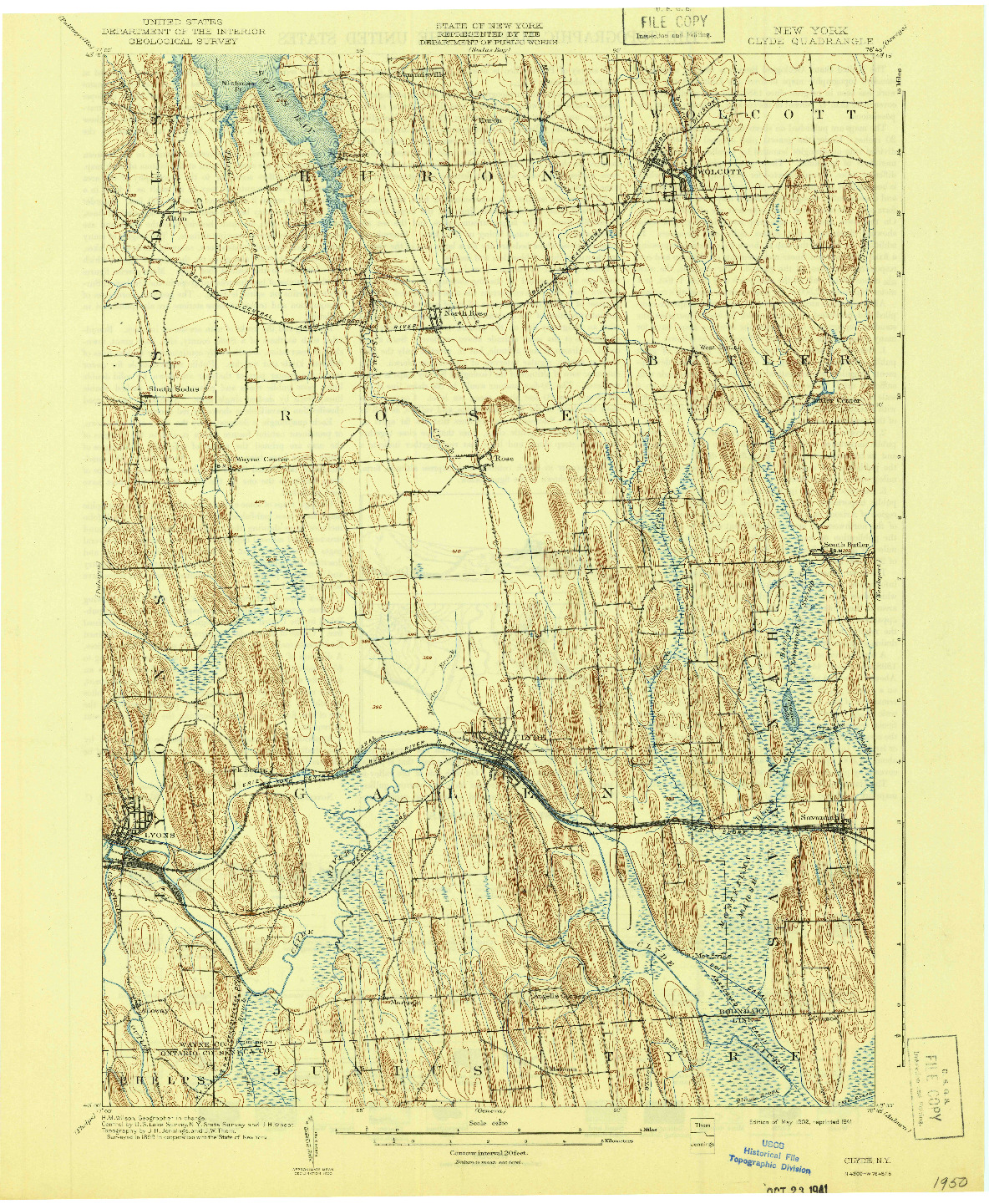 USGS 1:62500-SCALE QUADRANGLE FOR CLYDE, NY 1902