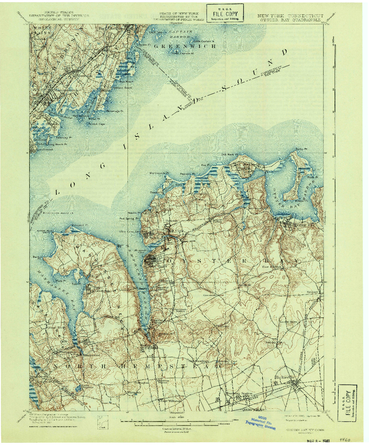 USGS 1:62500-SCALE QUADRANGLE FOR OYSTER BAY, NY 1900