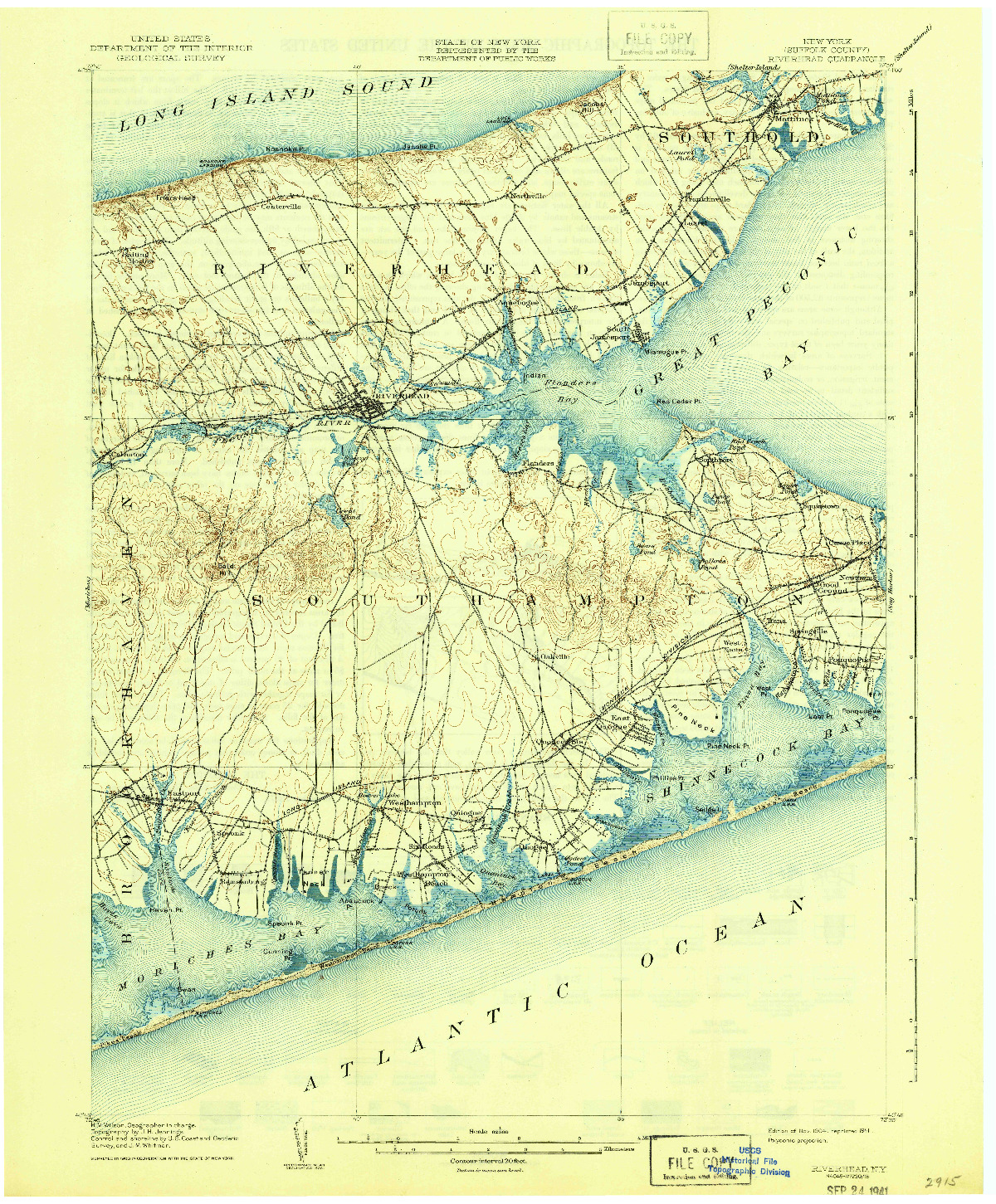 USGS 1:62500-SCALE QUADRANGLE FOR RIVERHEAD, NY 1904