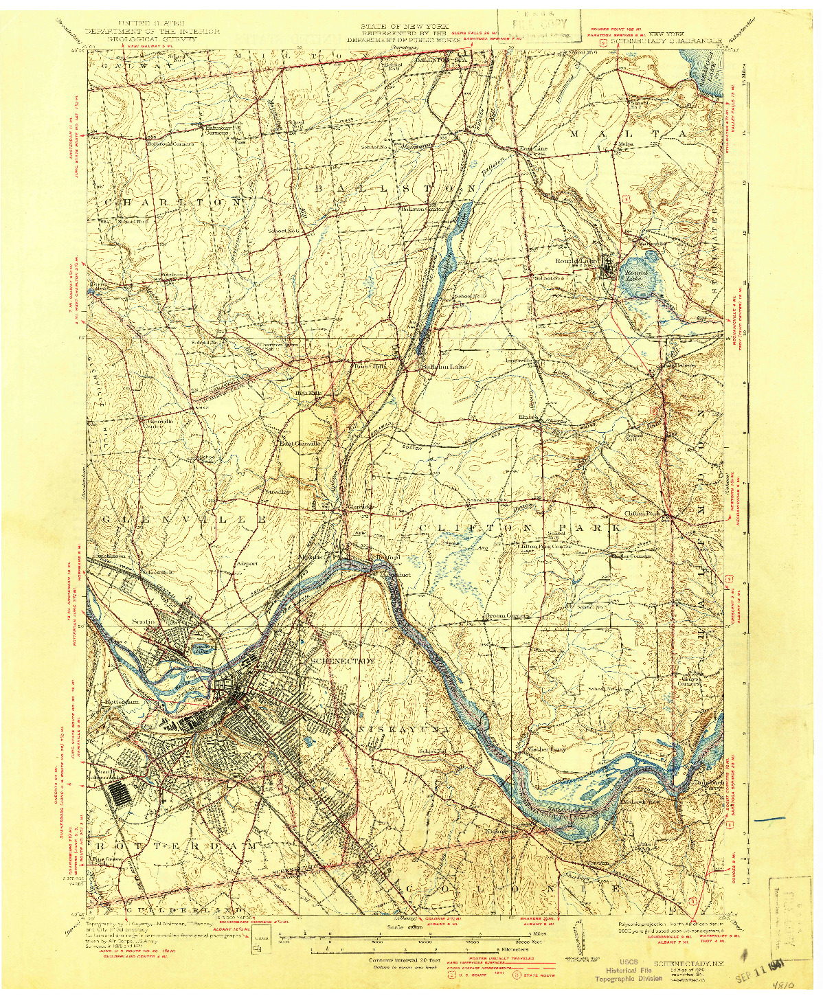 USGS 1:62500-SCALE QUADRANGLE FOR SCHENECTADY, NY 1930