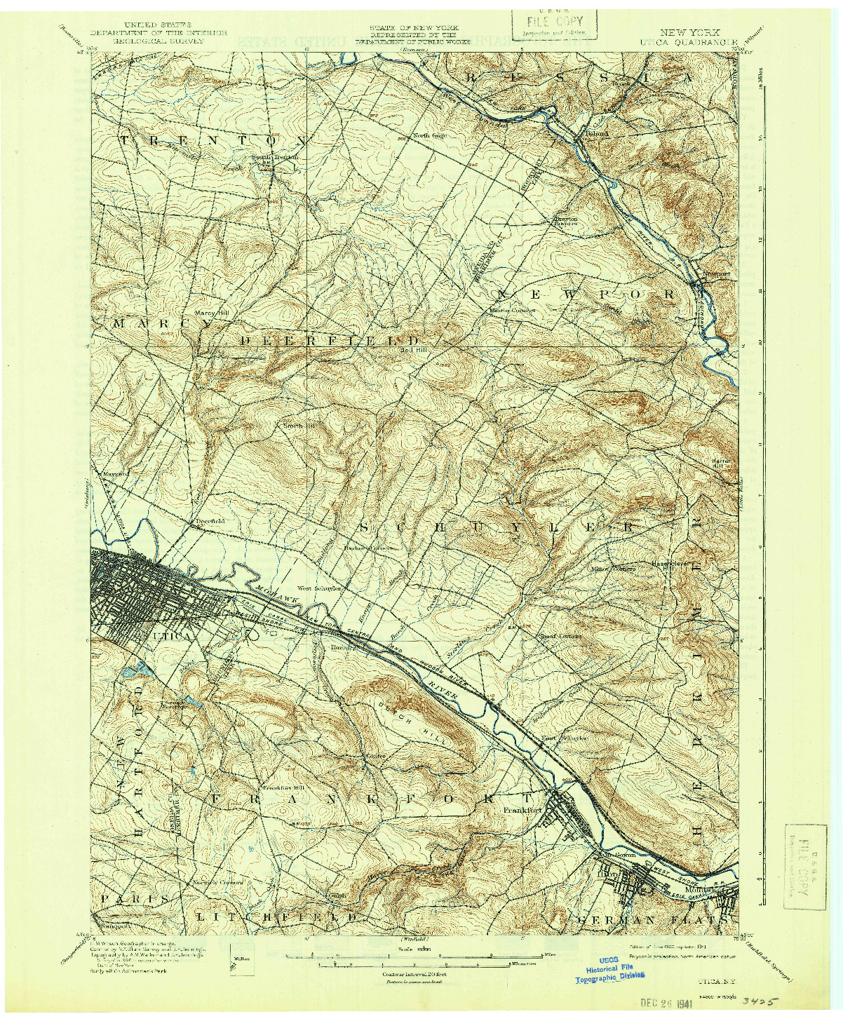 USGS 1:62500-SCALE QUADRANGLE FOR UTICA, NY 1900