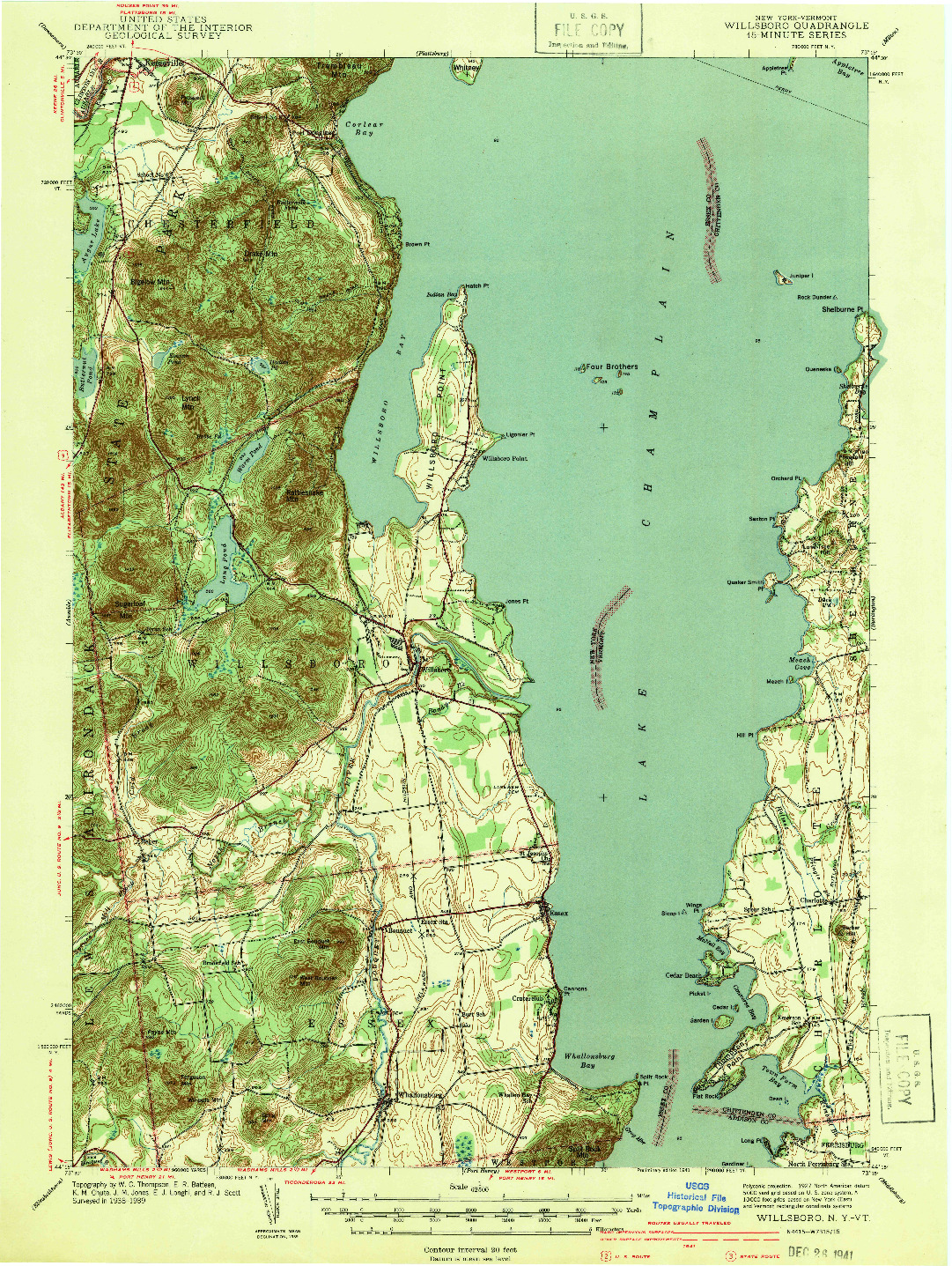 USGS 1:62500-SCALE QUADRANGLE FOR WILLSBORO, NY 1941