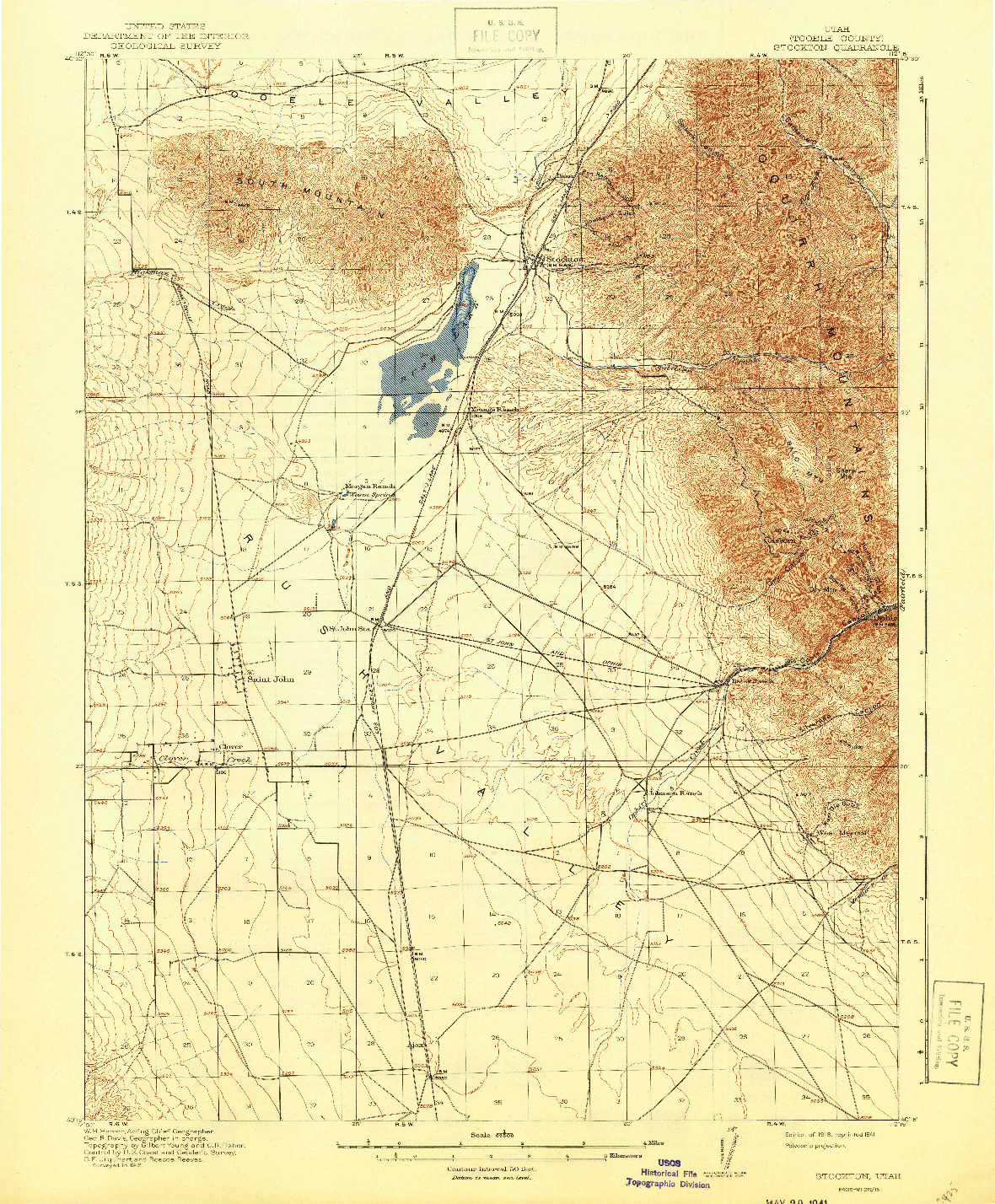USGS 1:62500-SCALE QUADRANGLE FOR STOCKTON, UT 1918