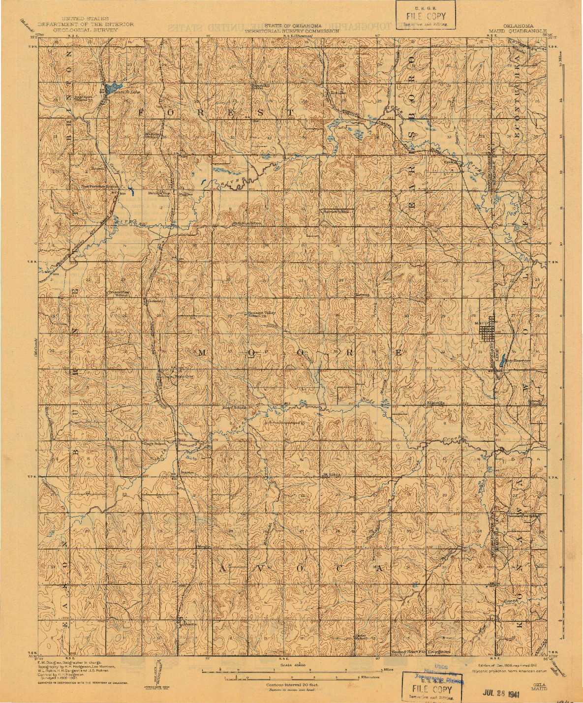 USGS 1:62500-SCALE QUADRANGLE FOR MAUD, OK 1908