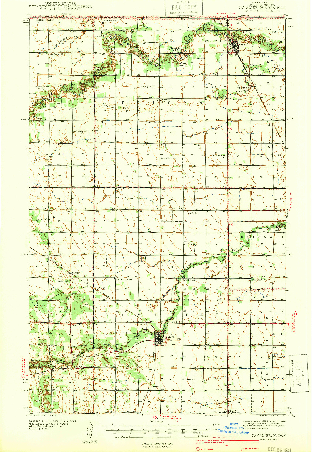 USGS 1:62500-SCALE QUADRANGLE FOR CAVALIER, ND 1941