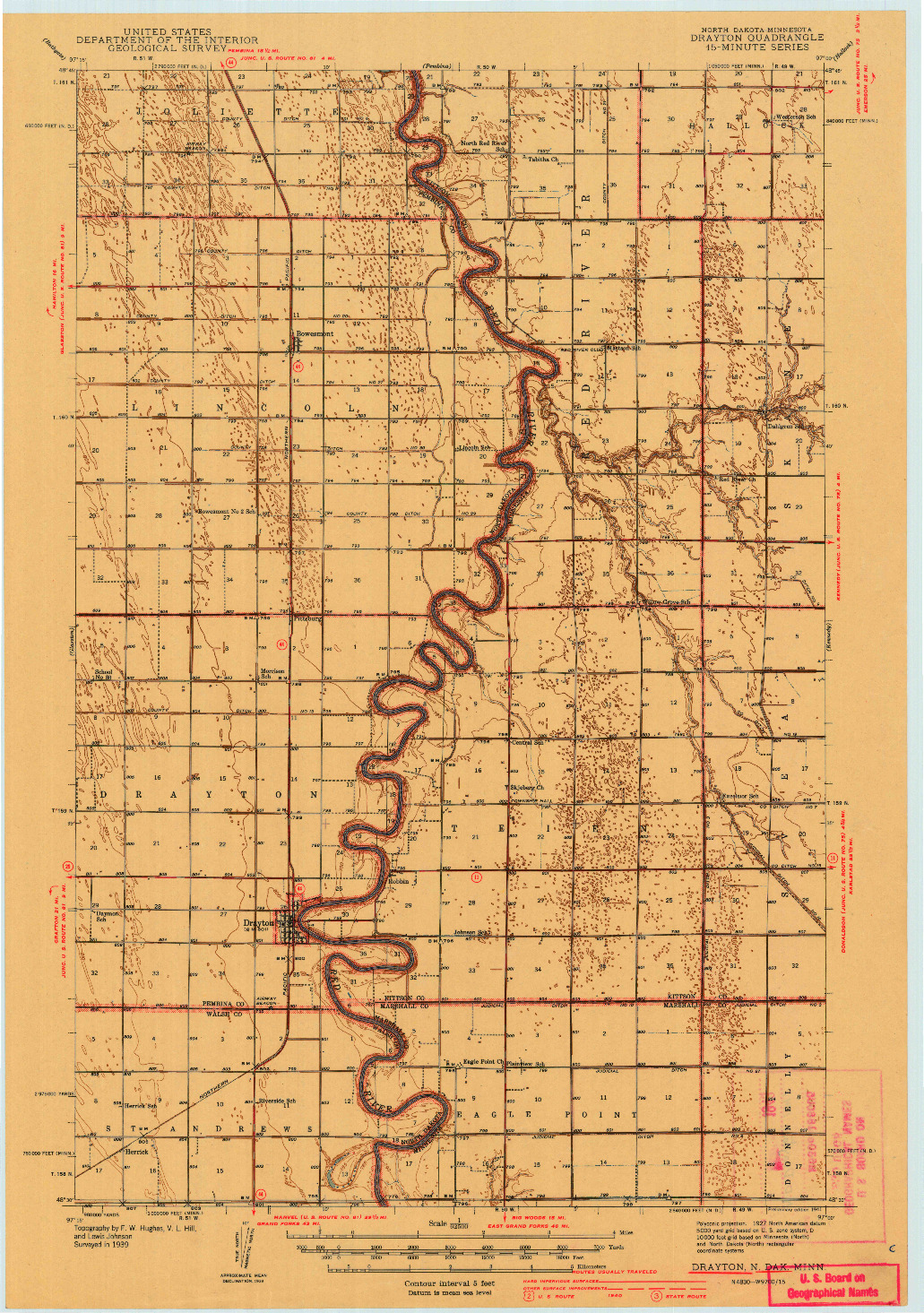 USGS 1:62500-SCALE QUADRANGLE FOR DRAYTON, ND 1941