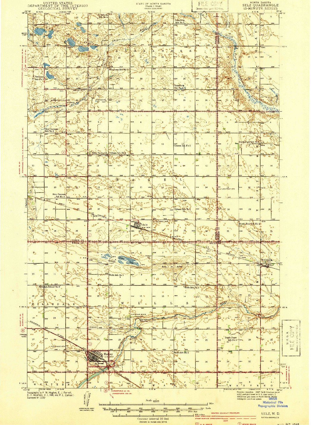 USGS 1:62500-SCALE QUADRANGLE FOR SELZ, ND 1941