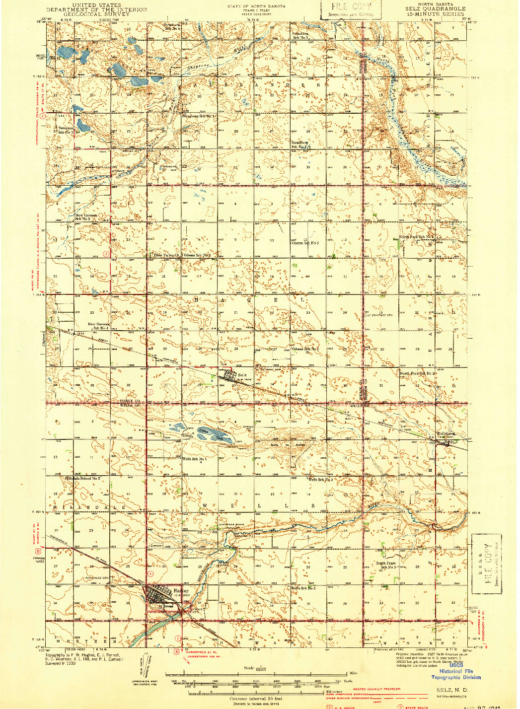 USGS 1:62500-SCALE QUADRANGLE FOR SELZ, ND 1941