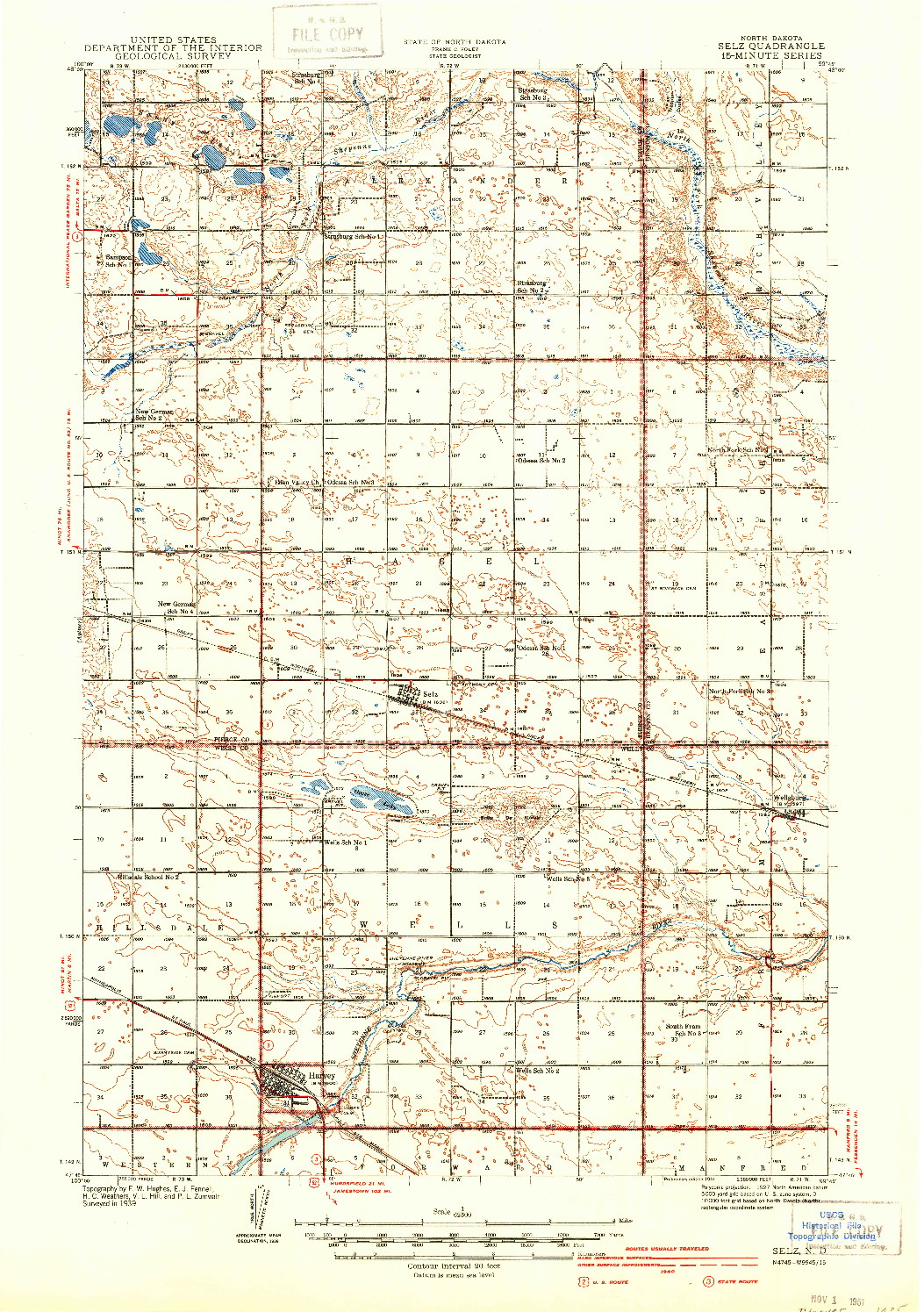 USGS 1:62500-SCALE QUADRANGLE FOR SELZ, ND 1941