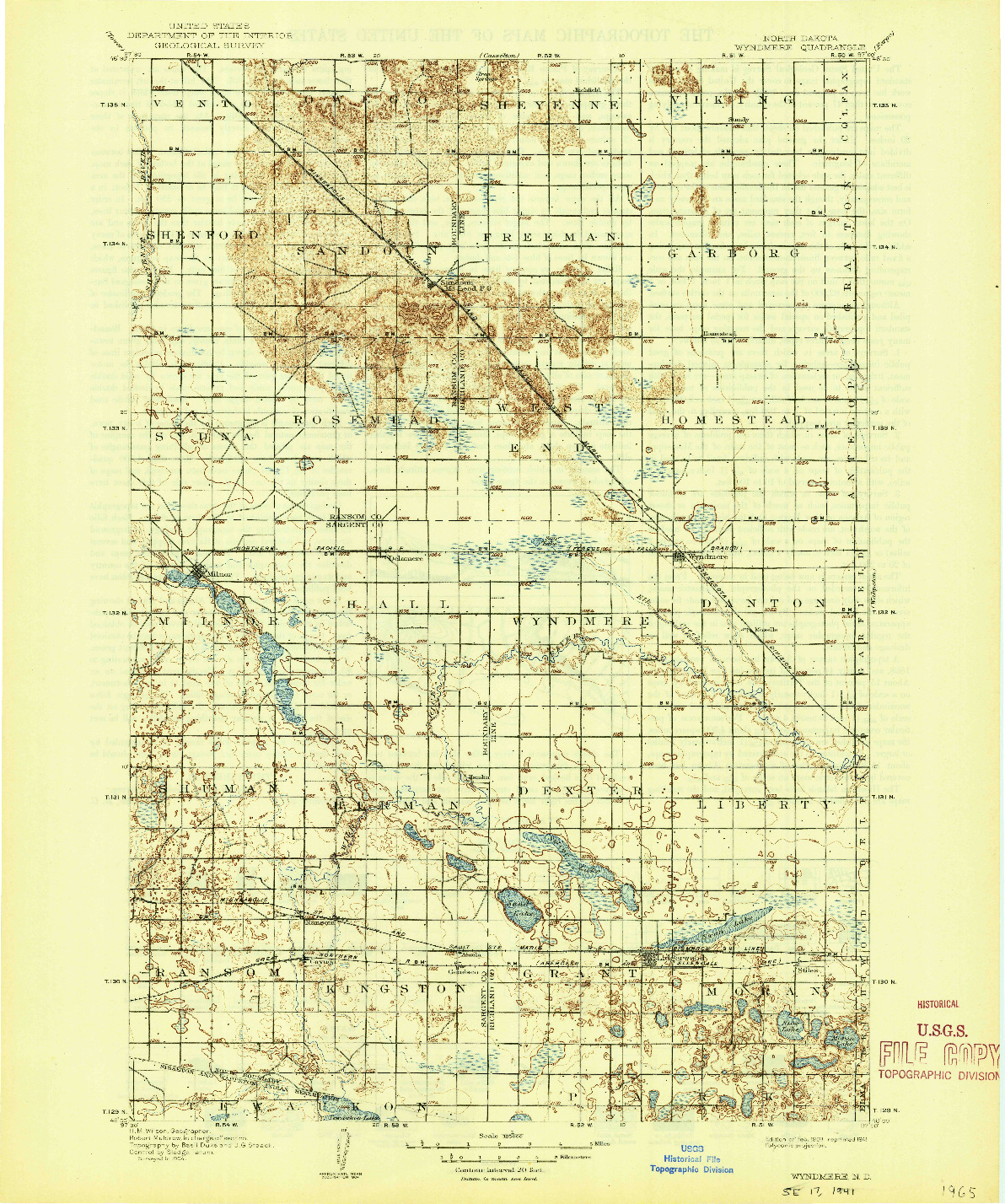USGS 1:125000-SCALE QUADRANGLE FOR WYNDMERE, ND 1907