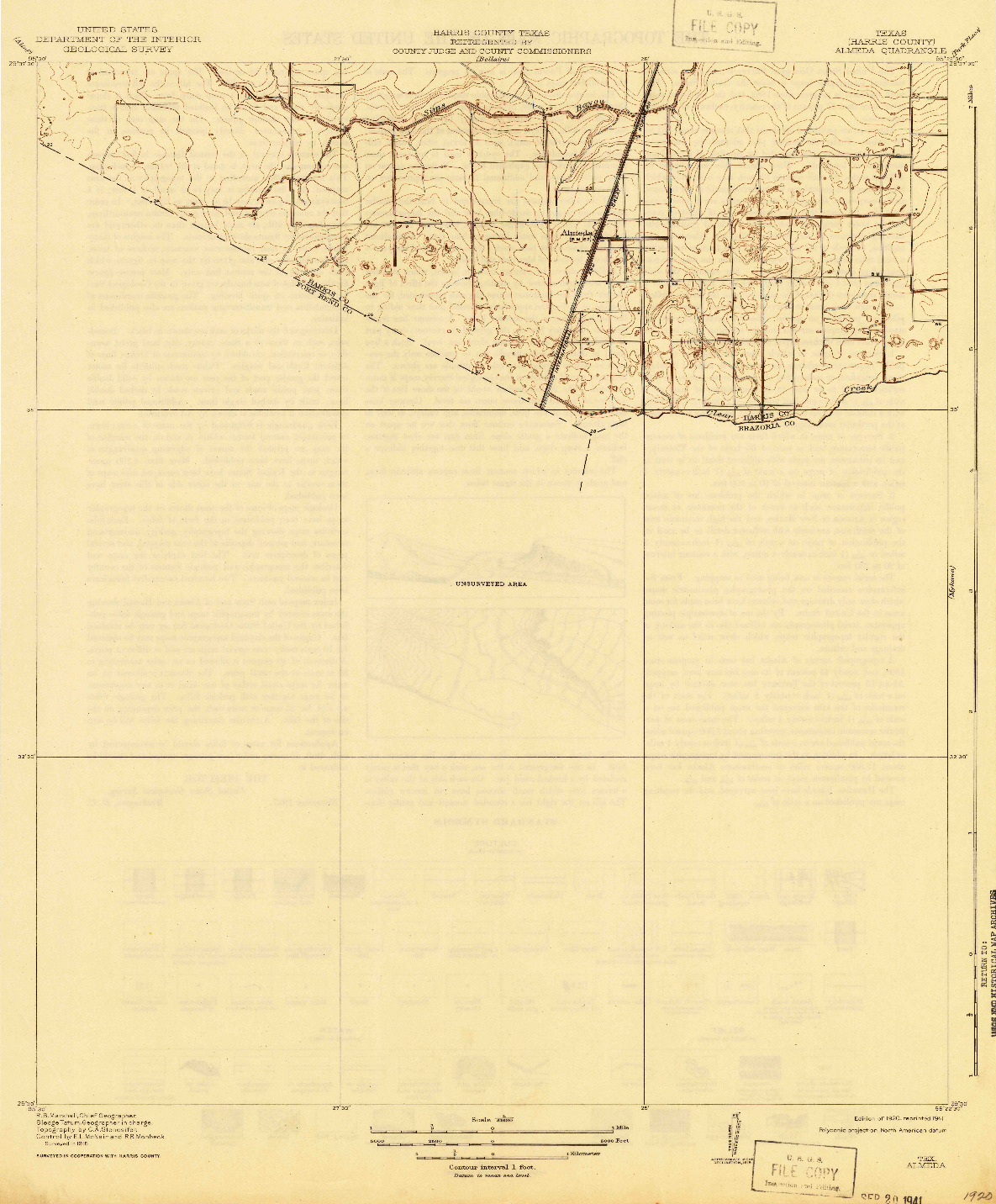 USGS 1:31680-SCALE QUADRANGLE FOR ALMEDA, TX 1920