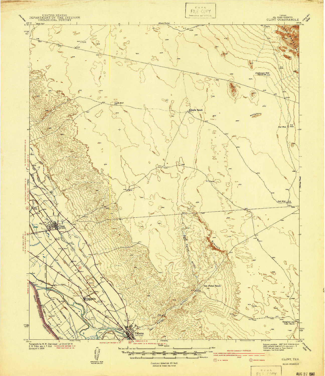 USGS 1:62500-SCALE QUADRANGLE FOR CLINT, TX 1941