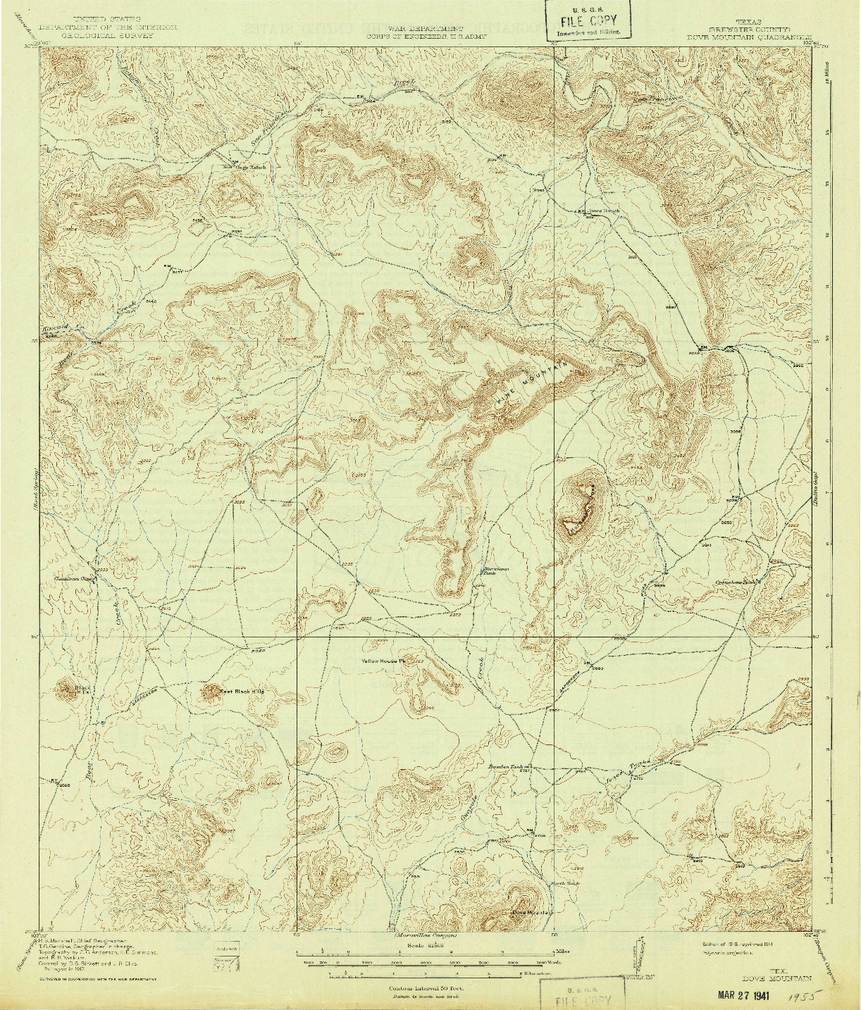 USGS 1:62500-SCALE QUADRANGLE FOR DOVE MOUNTAIN, TX 1918