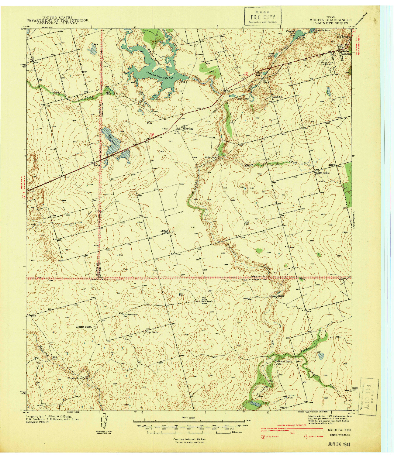 USGS 1:62500-SCALE QUADRANGLE FOR MORITA, TX 1941