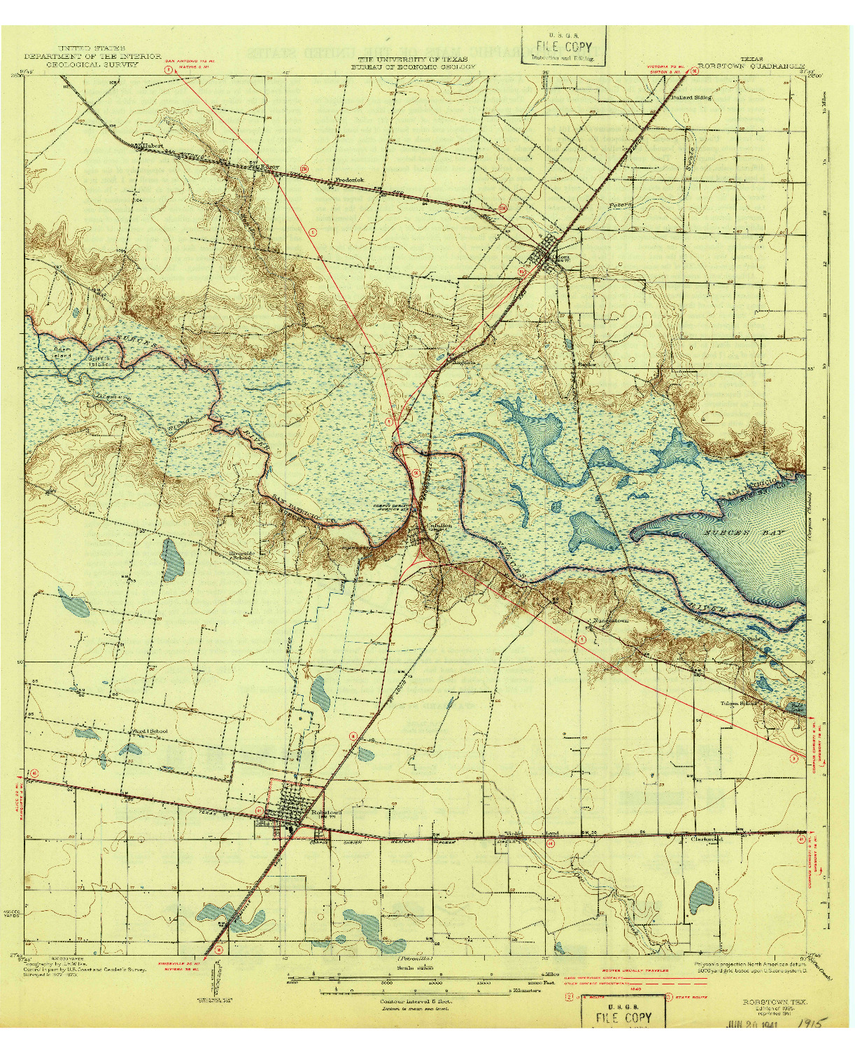 USGS 1:62500-SCALE QUADRANGLE FOR ROBSTOWN, TX 1925