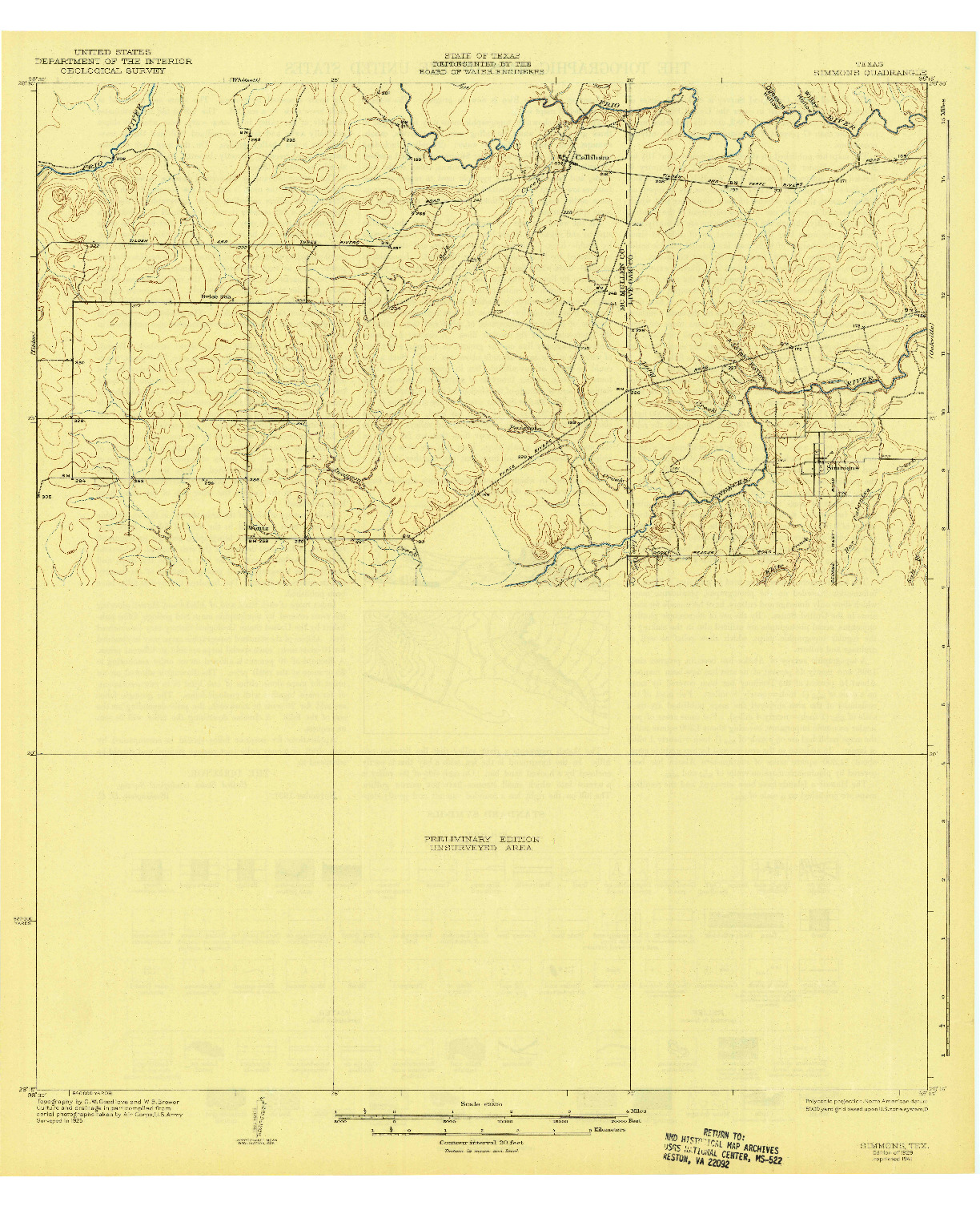 USGS 1:62500-SCALE QUADRANGLE FOR SIMMONS, TX 1929