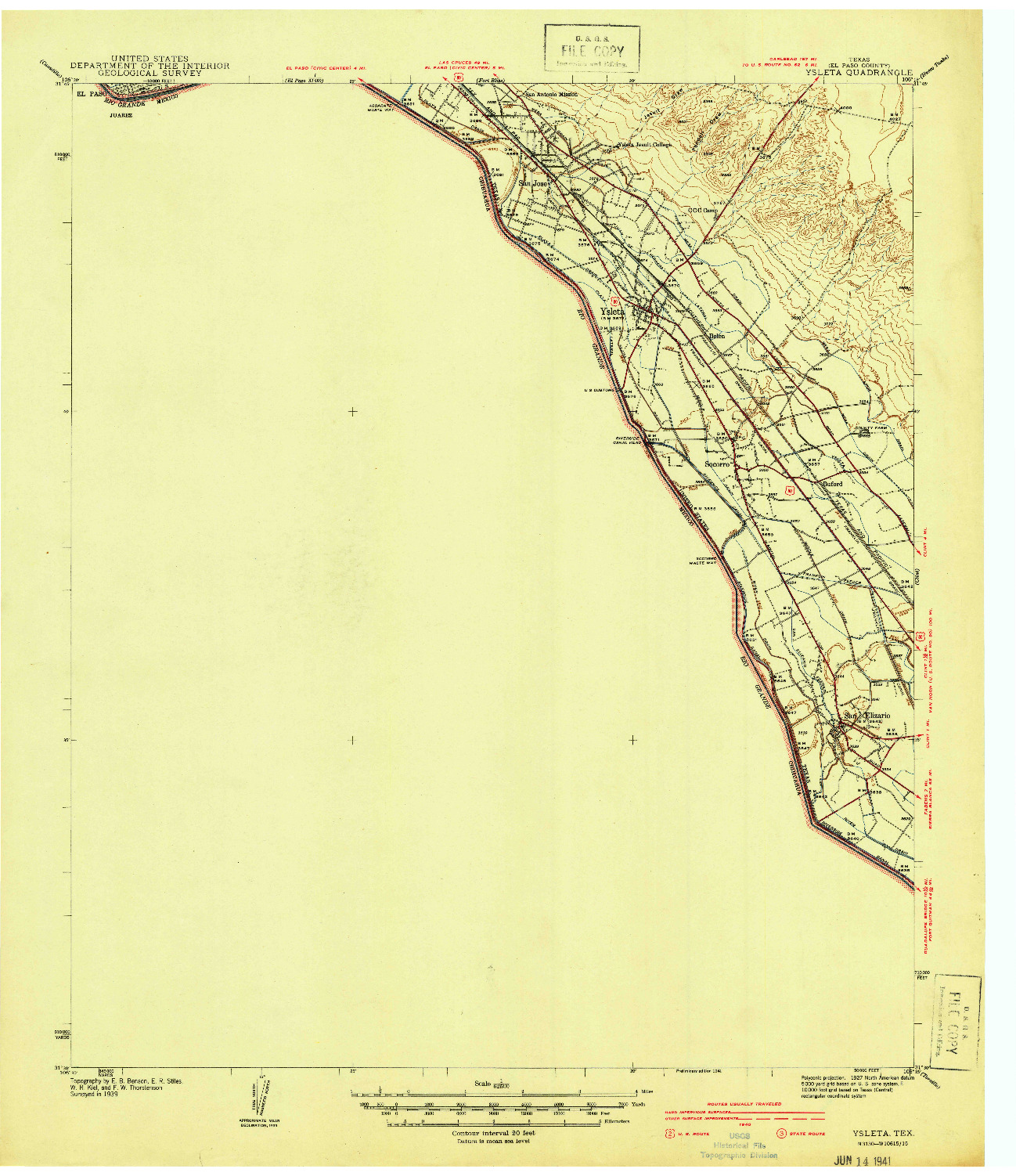 USGS 1:62500-SCALE QUADRANGLE FOR YSLETA, TX 1941