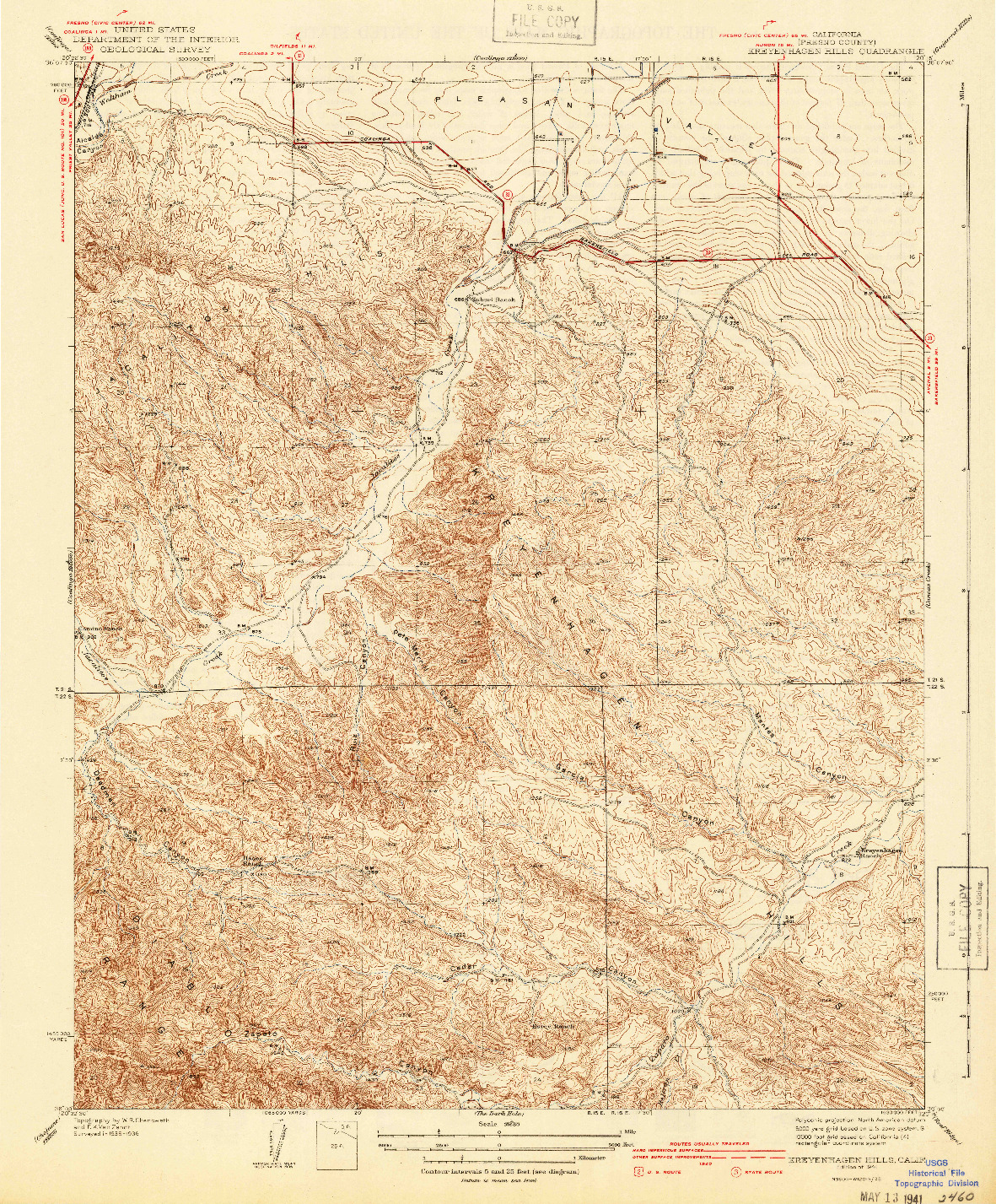 USGS 1:31680-SCALE QUADRANGLE FOR KREYENHAGEN HILLS, CA 1941
