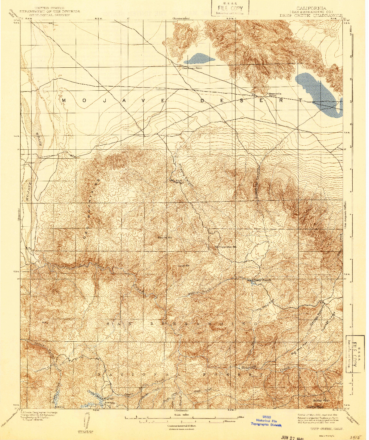 USGS 1:62500-SCALE QUADRANGLE FOR DEEP CREEK, CA 1902