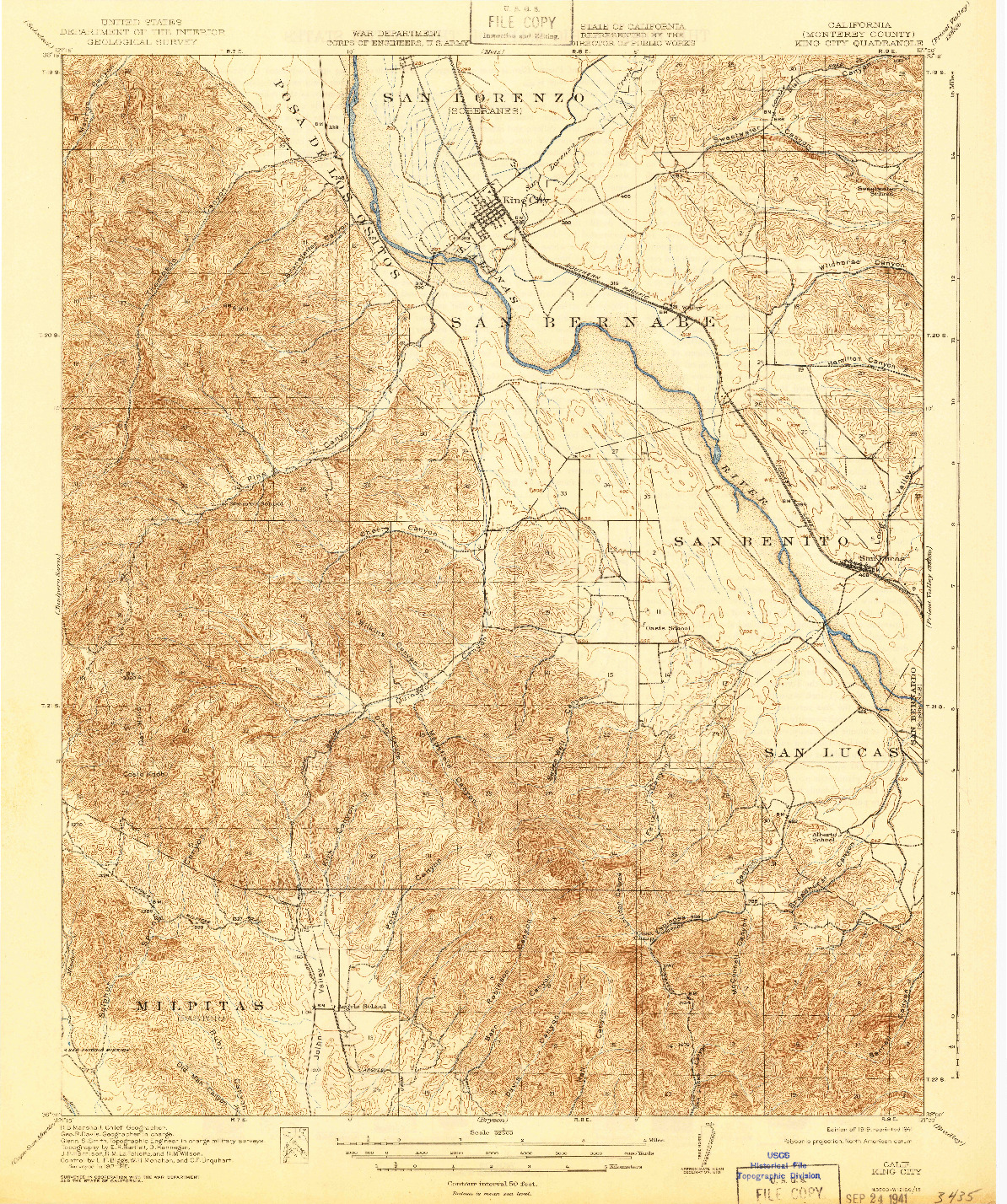 USGS 1:62500-SCALE QUADRANGLE FOR KING CITY, CA 1919