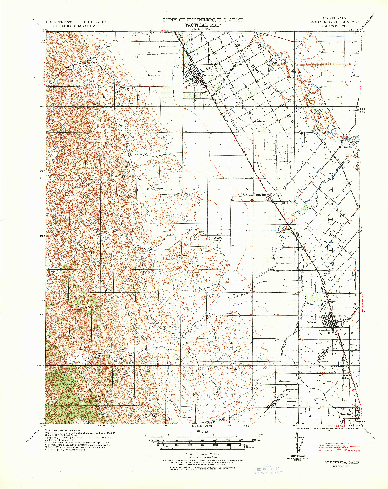 USGS 1:62500-SCALE QUADRANGLE FOR ORESTIMBA, CA 1941