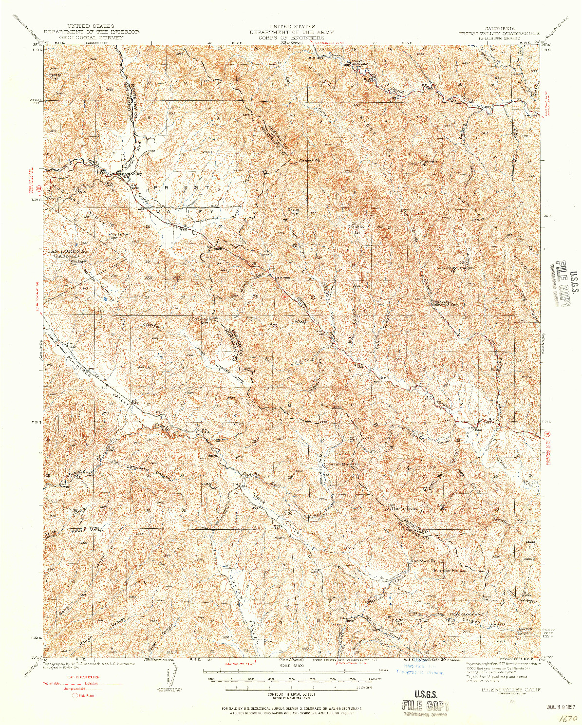USGS 1:62500-SCALE QUADRANGLE FOR PRIEST VALLEY, CA 1941
