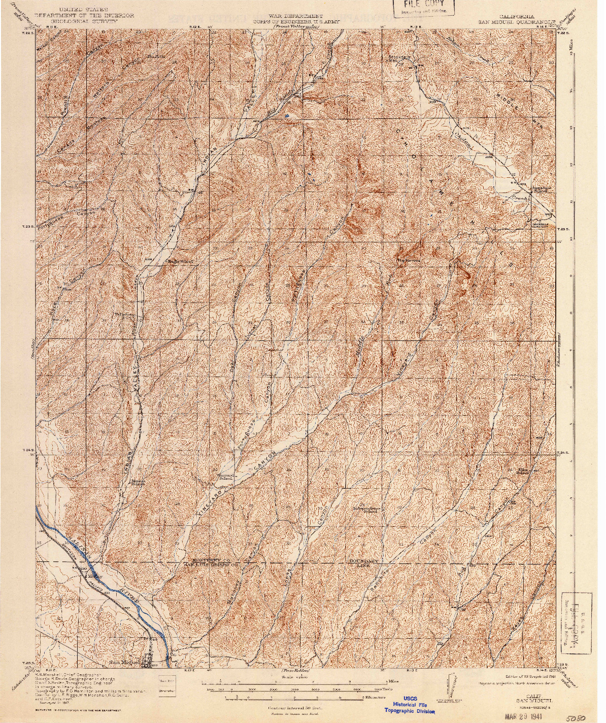 USGS 1:62500-SCALE QUADRANGLE FOR SAN MIGUEL, CA 1919