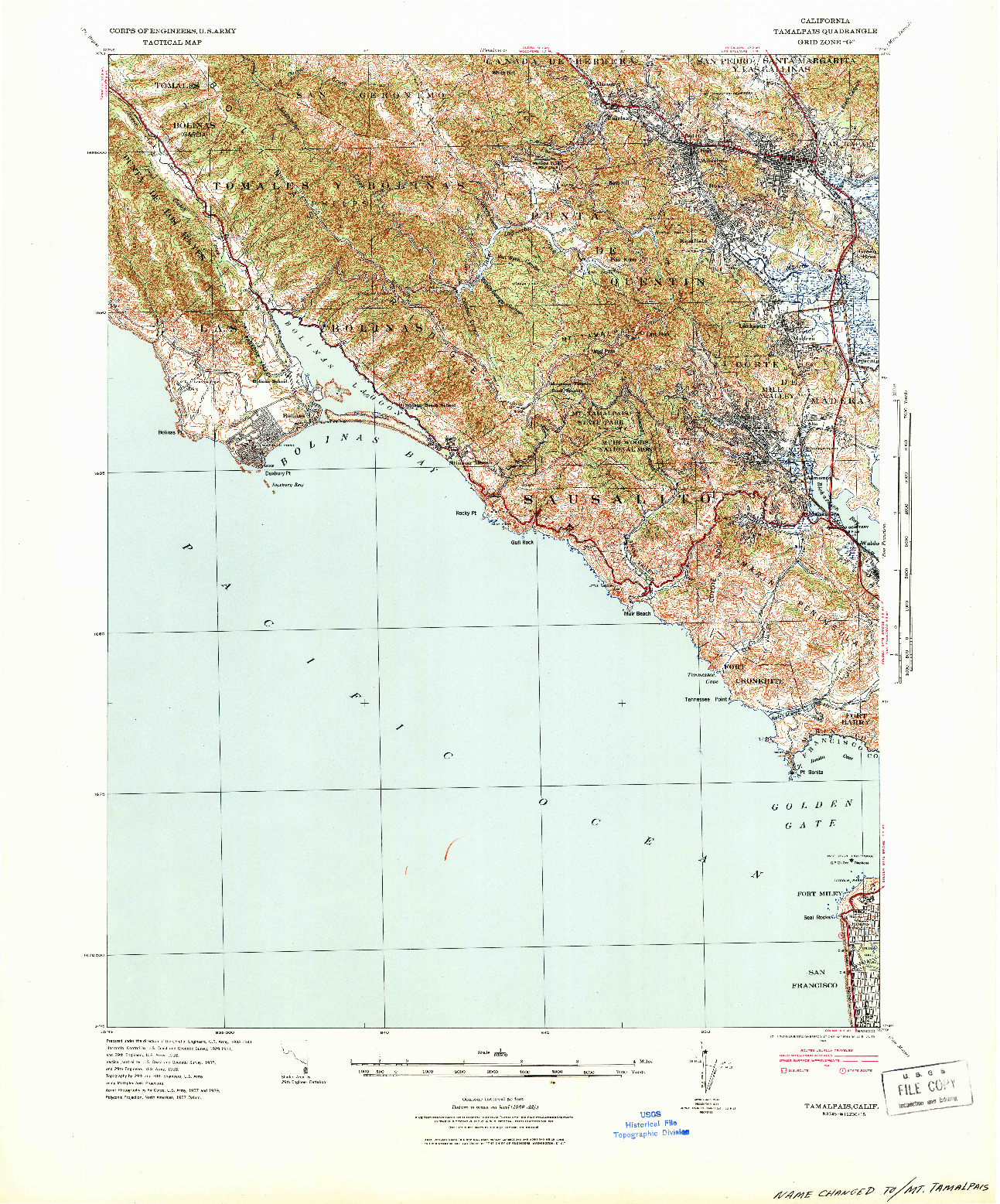 USGS 1:62500-SCALE QUADRANGLE FOR TAMALPAIS, CA 1941