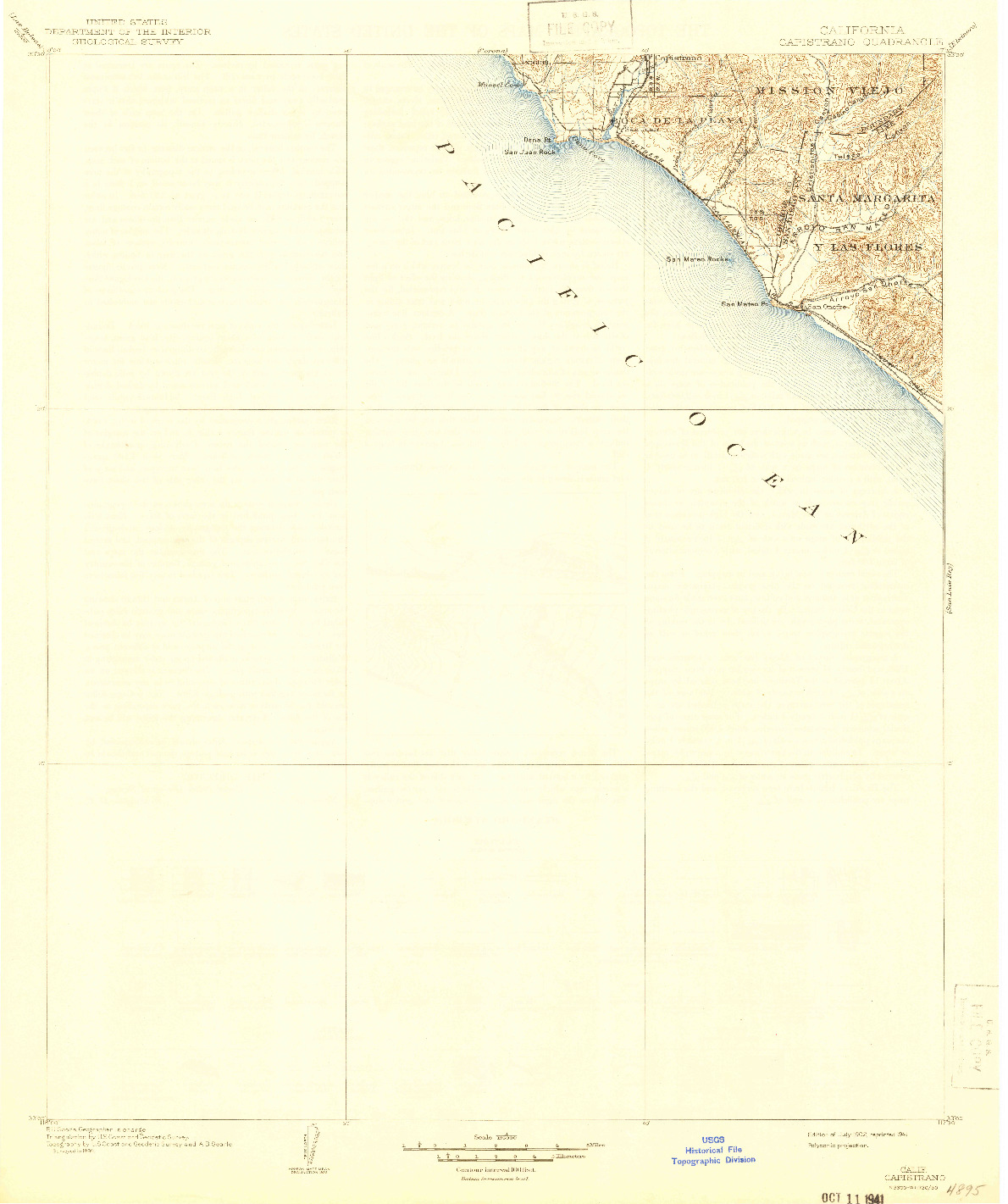 USGS 1:125000-SCALE QUADRANGLE FOR CAPISTRANO, CA 1902
