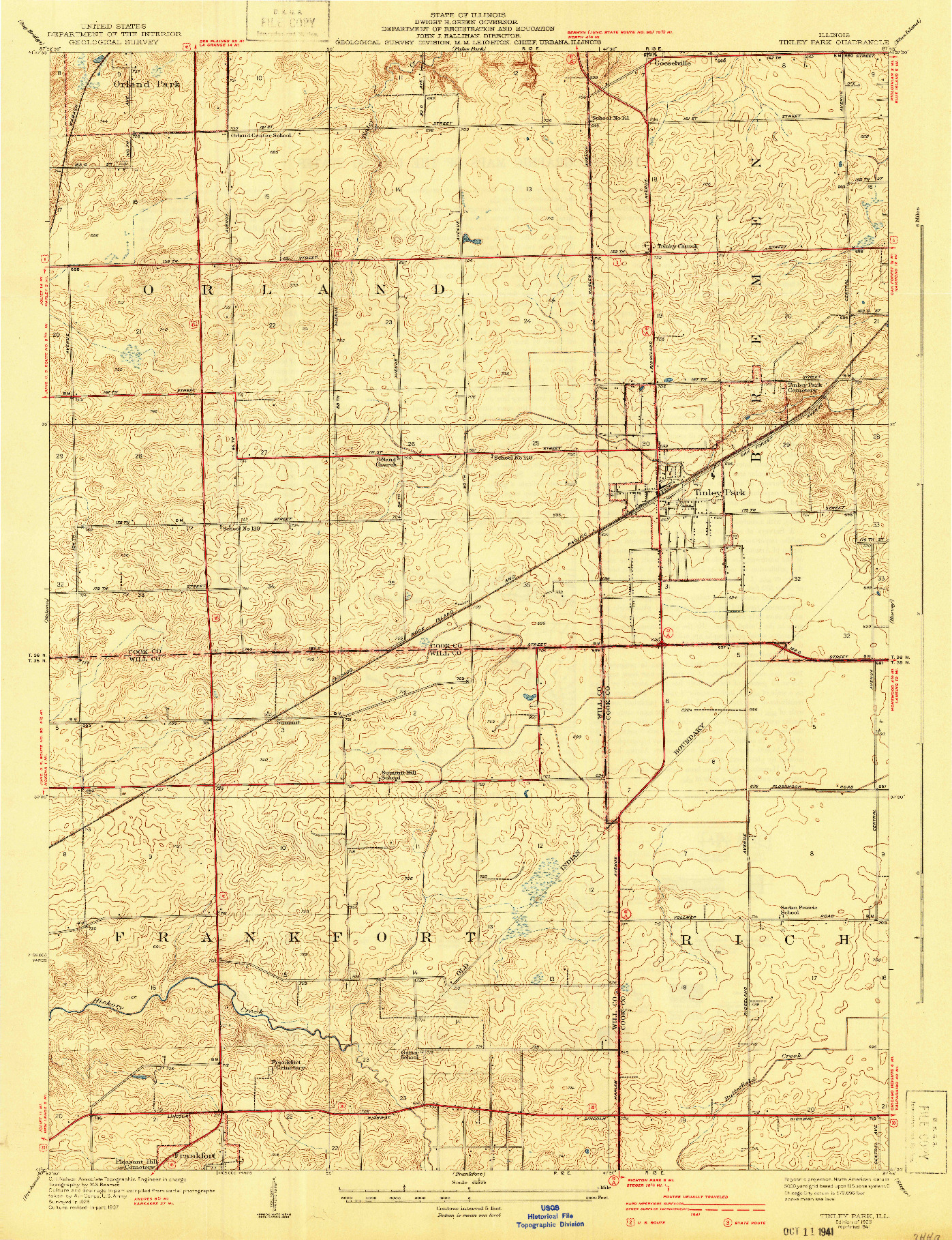 USGS 1:24000-SCALE QUADRANGLE FOR TINLEY PARK, IL 1929