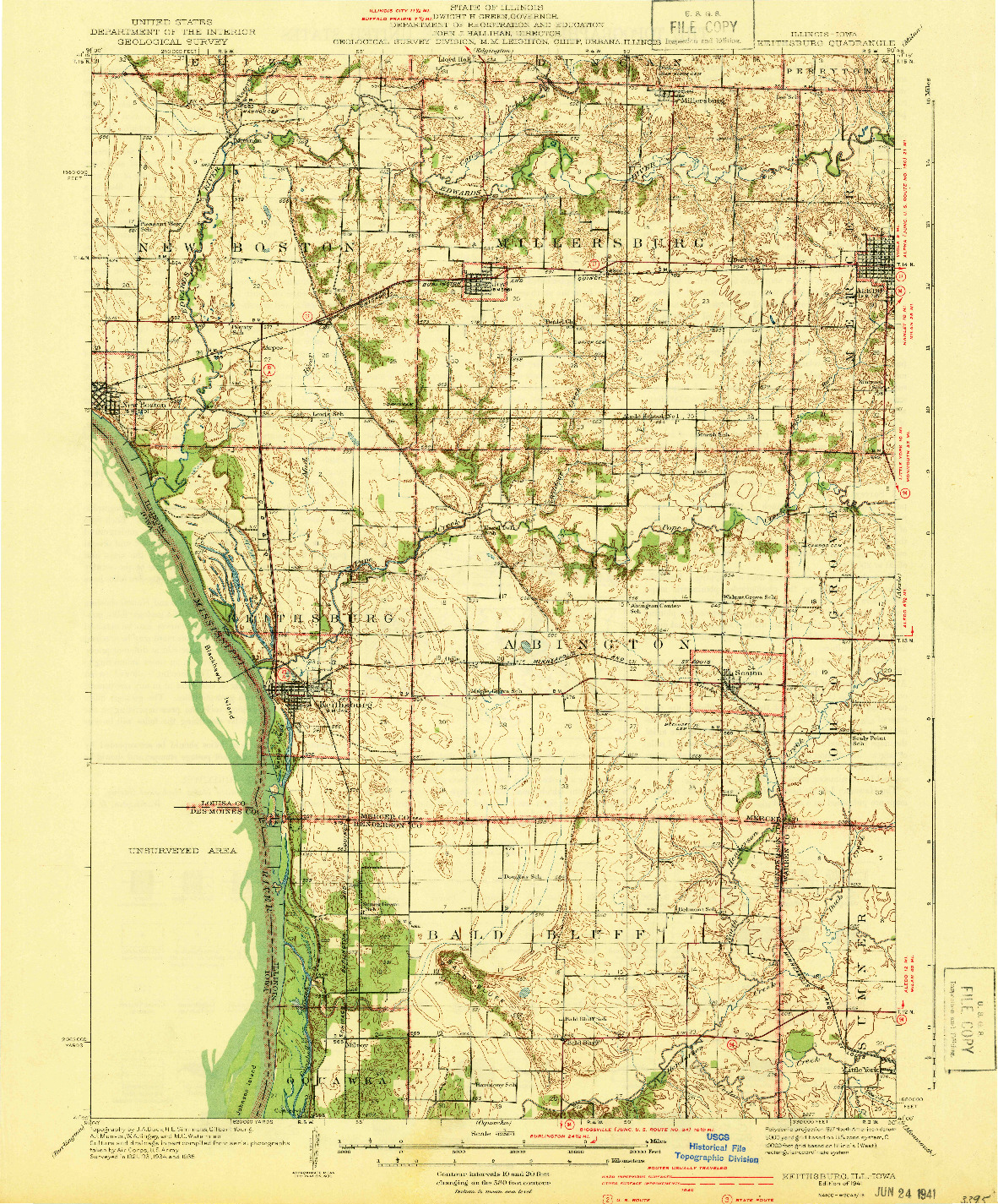 USGS 1:62500-SCALE QUADRANGLE FOR KEITHSBURG, IL 1941
