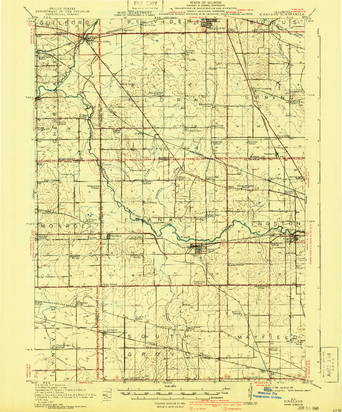 USGS 1:62500-SCALE QUADRANGLE FOR KIRKLAND, IL 1918