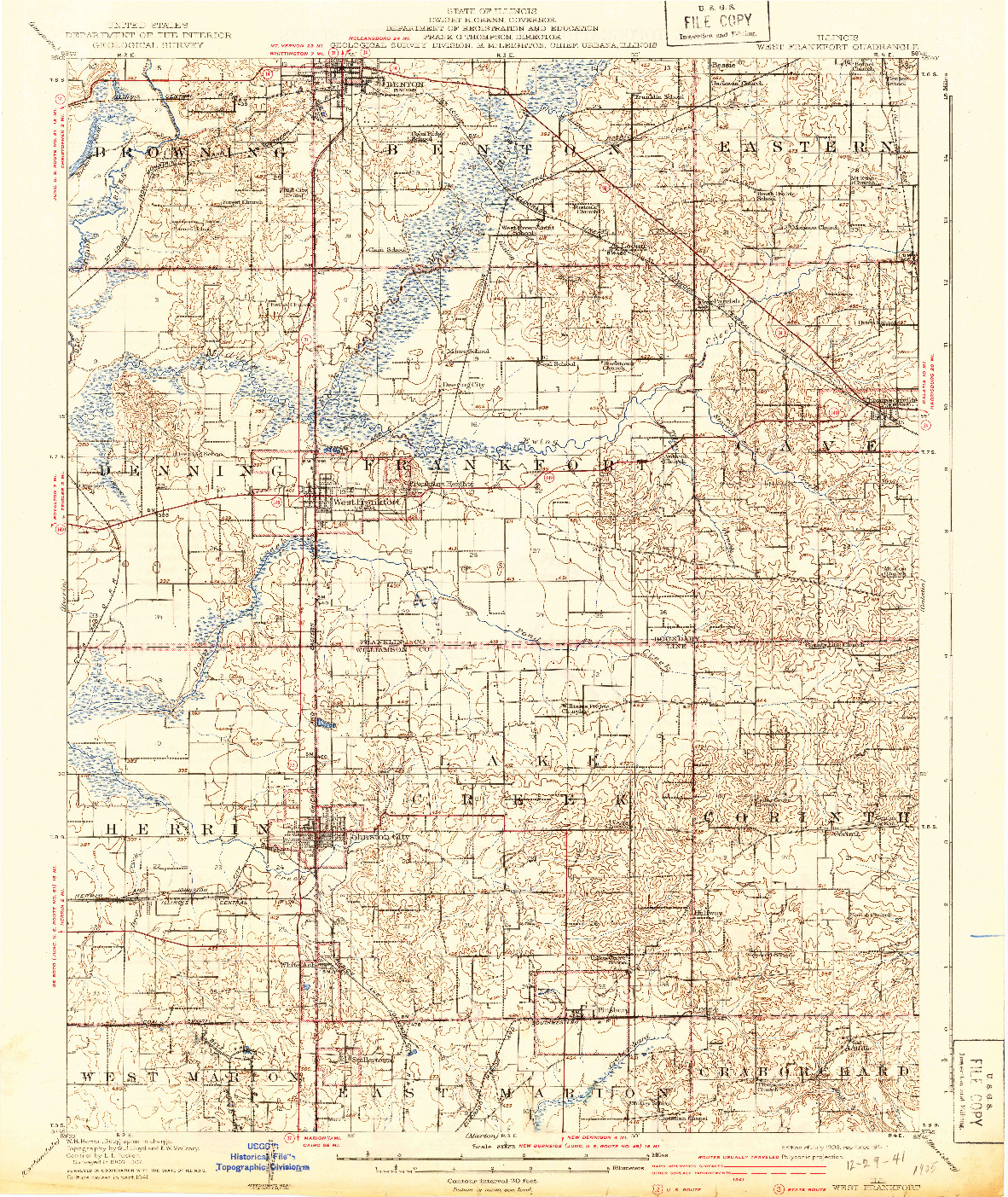 USGS 1:62500-SCALE QUADRANGLE FOR WEST FRANKFORT, IL 1909