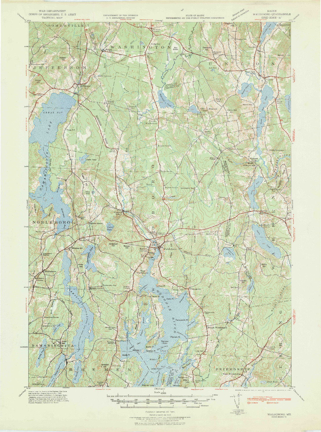 USGS 1:62500-SCALE QUADRANGLE FOR WALDOBORO, ME 1941