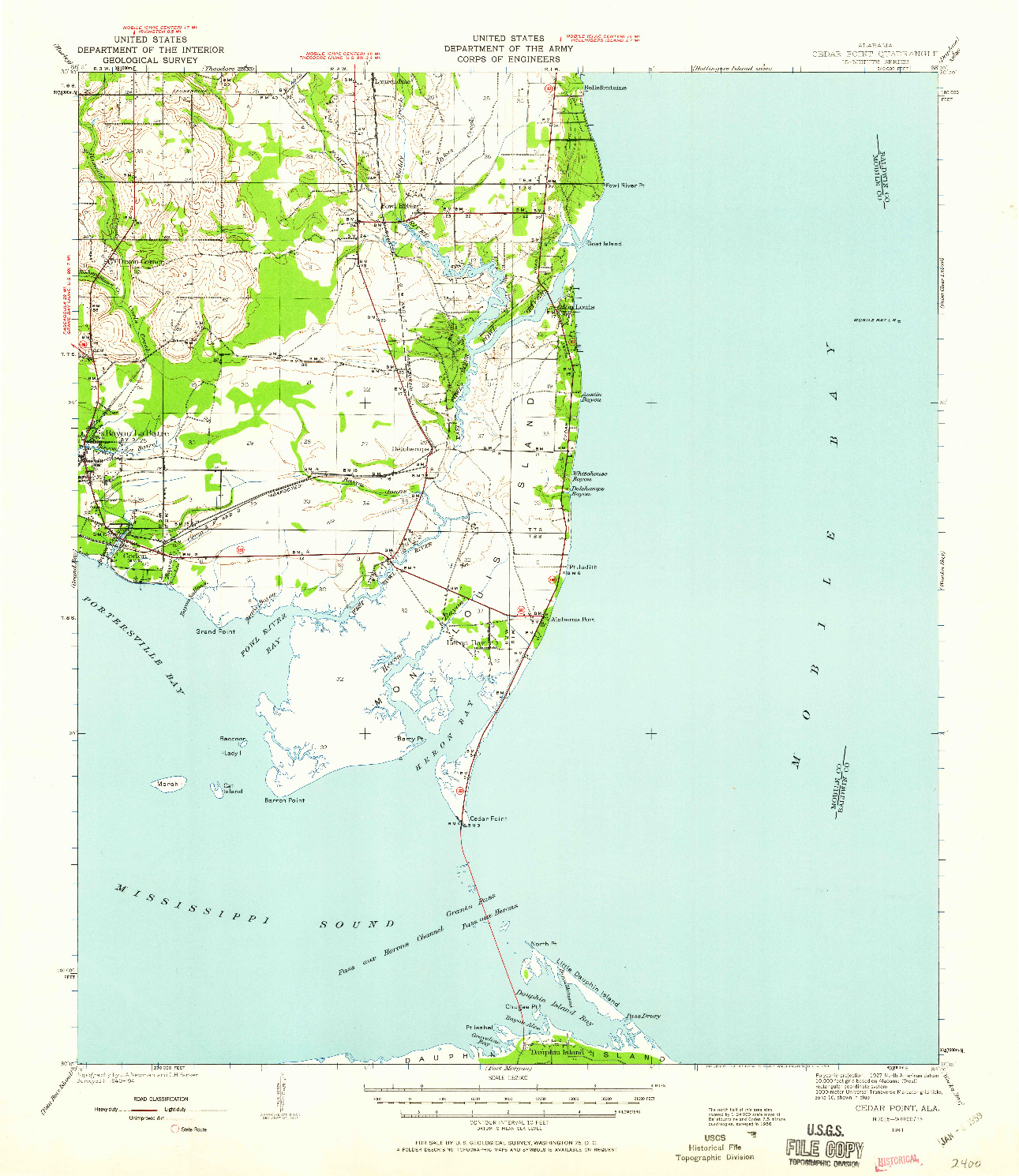 USGS 1:62500-SCALE QUADRANGLE FOR CEDAR POINT, AL 1941