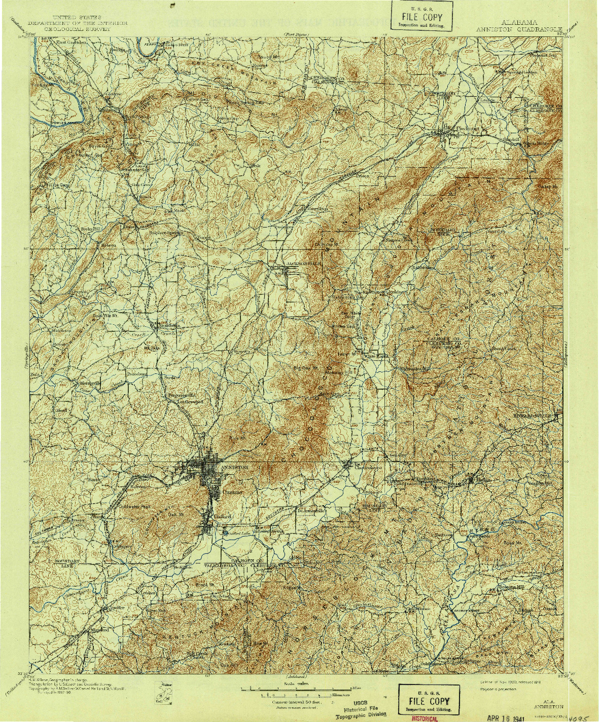 USGS 1:125000-SCALE QUADRANGLE FOR ANNISTON, AL 1900