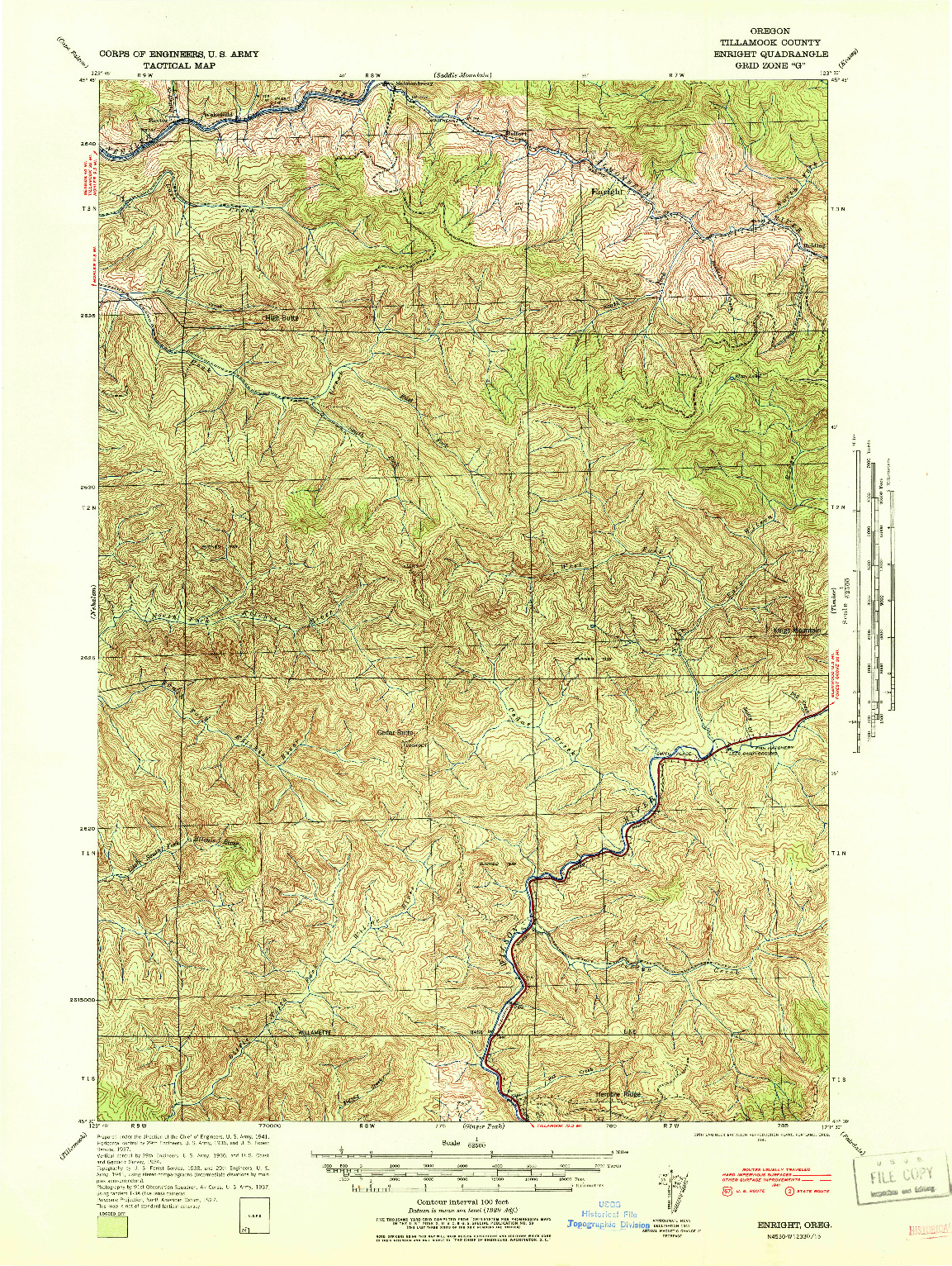 USGS 1:62500-SCALE QUADRANGLE FOR ENRIGHT, OR 1941
