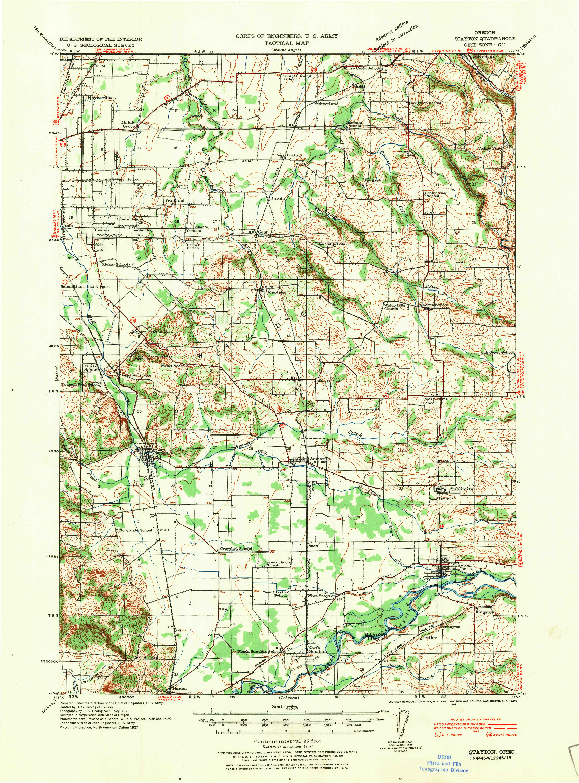 USGS 1:62500-SCALE QUADRANGLE FOR STAYTON, OR 1941