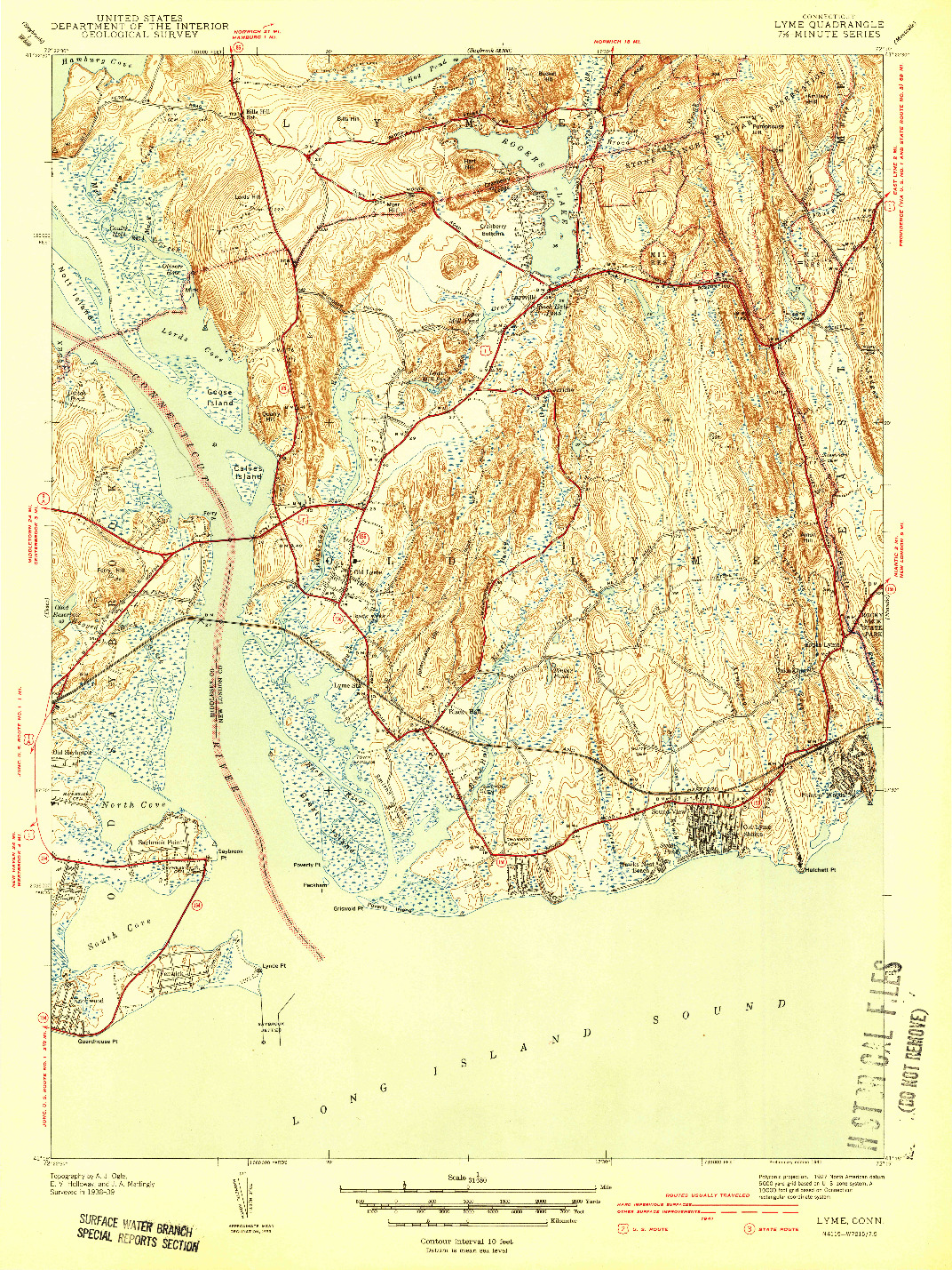 USGS 1:31680-SCALE QUADRANGLE FOR LYME, CT 1941