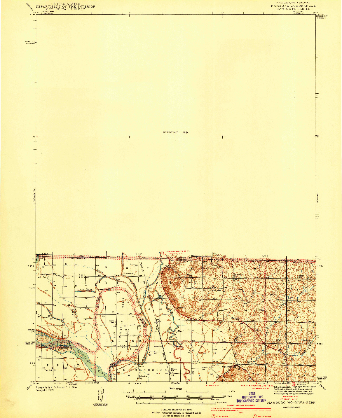 USGS 1:62500-SCALE QUADRANGLE FOR HAMBURG, MO 1941