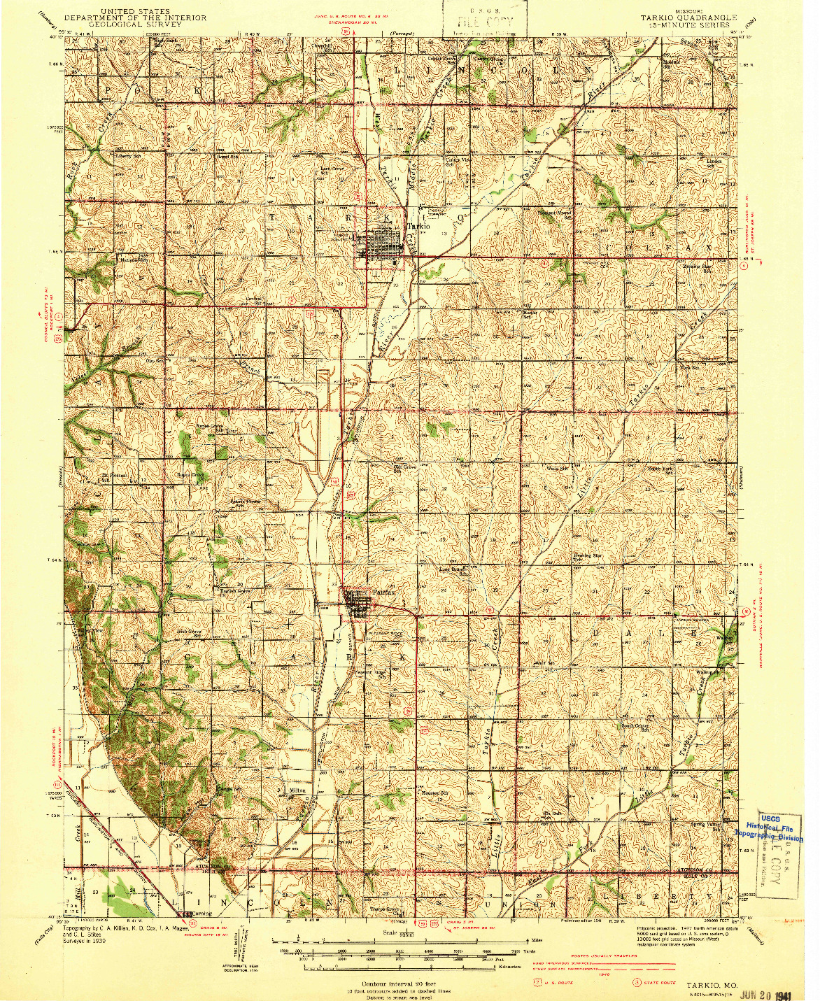 USGS 1:62500-SCALE QUADRANGLE FOR TARKIO, MO 1941