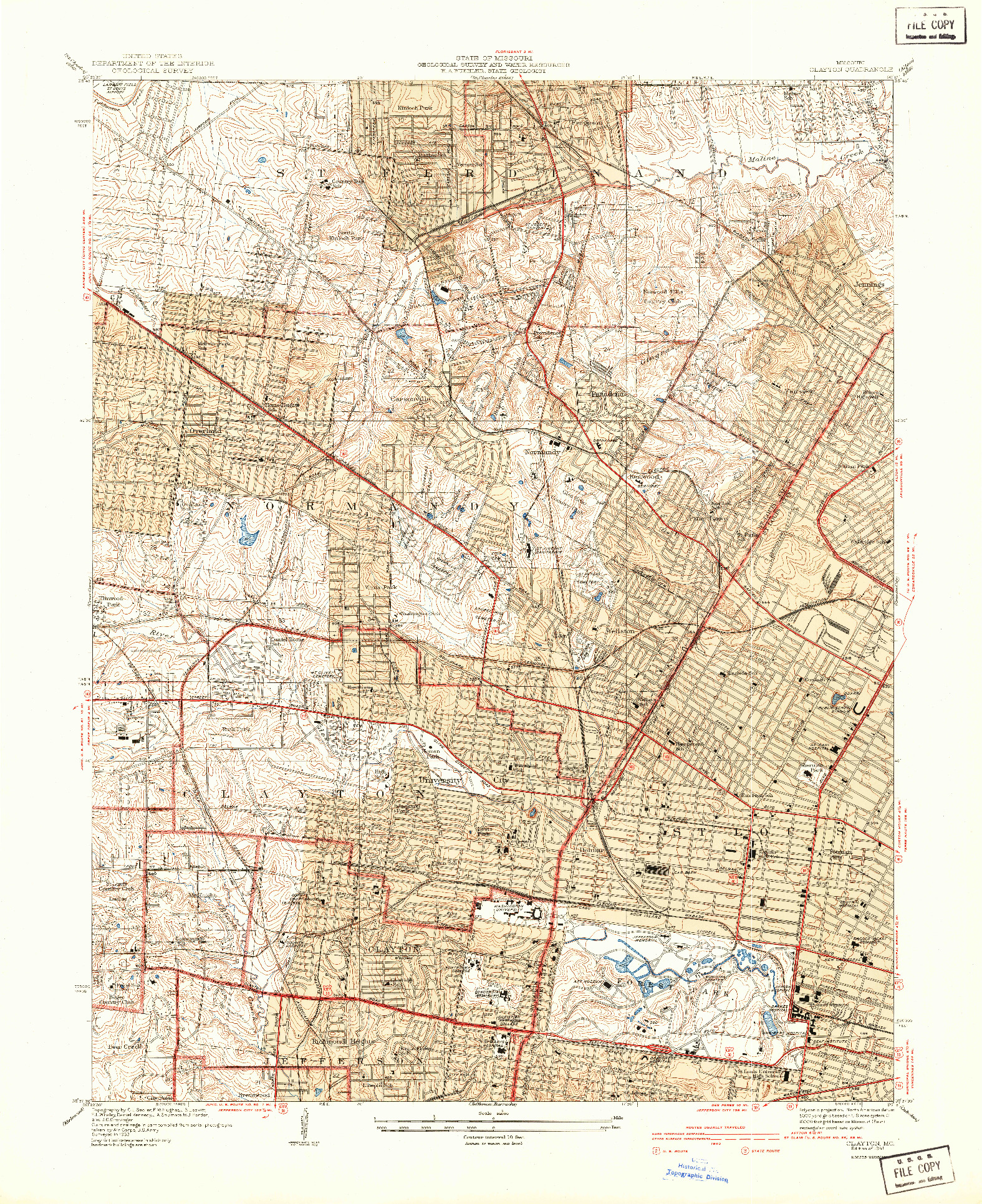 USGS 1:24000-SCALE QUADRANGLE FOR CLAYTON, MO 1941