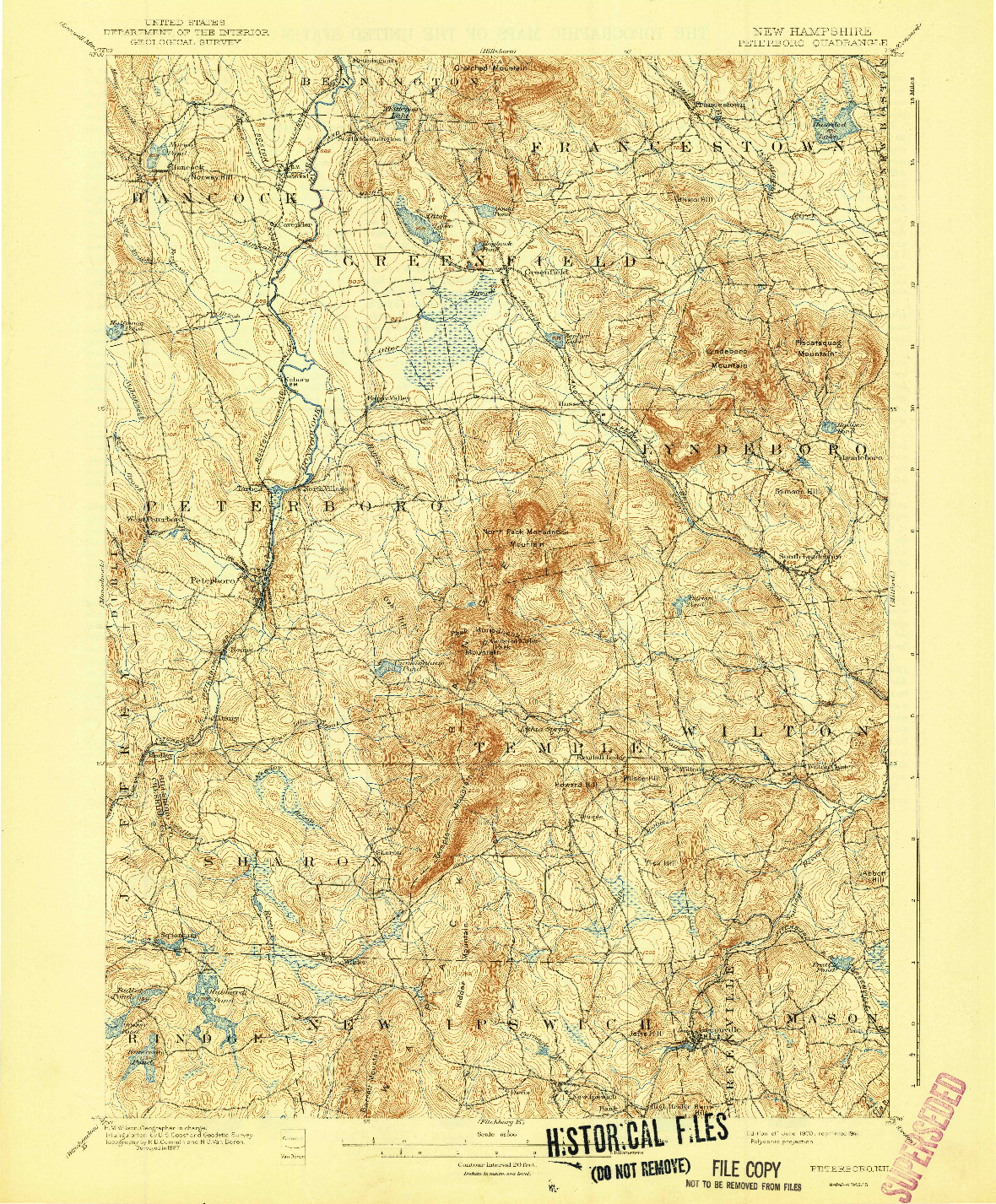 USGS 1:62500-SCALE QUADRANGLE FOR PETERBORO, NH 1900
