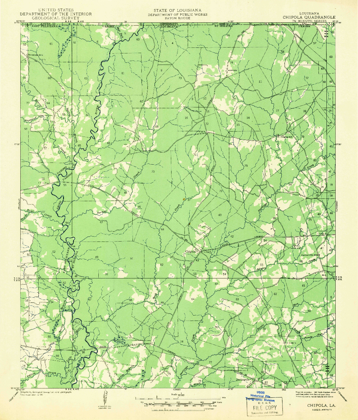 USGS 1:31680-SCALE QUADRANGLE FOR CHIPOLA, LA 1941